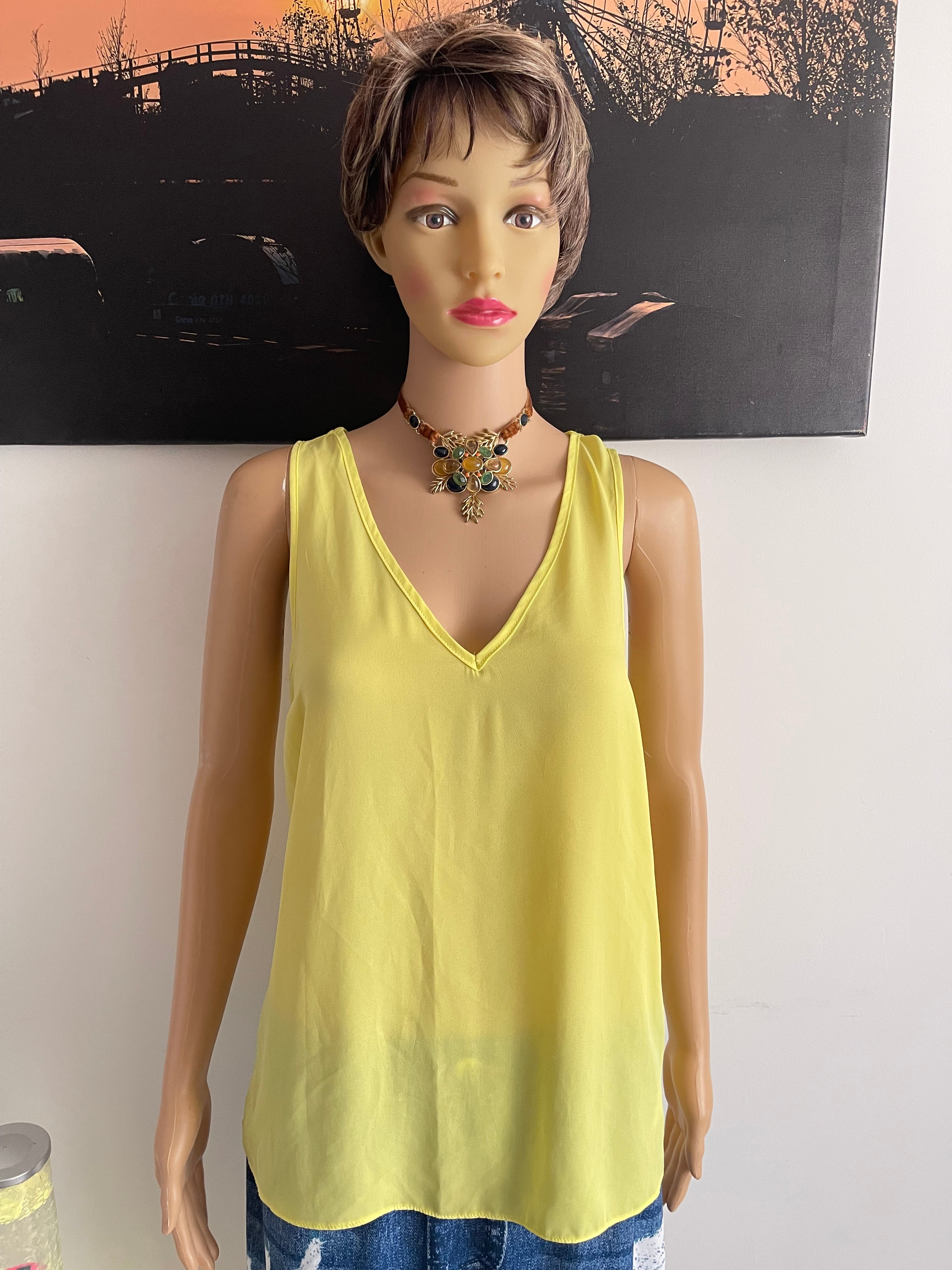 Primark Lime Yellow Sleeveless Blouse UK 8