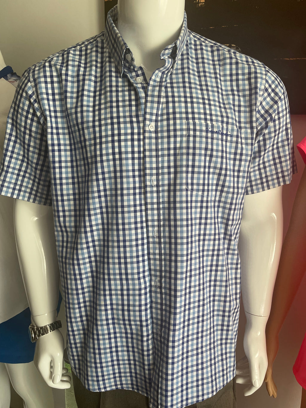 Pierre Cardin Men's Short Sleeve Checked Shirt – XXL