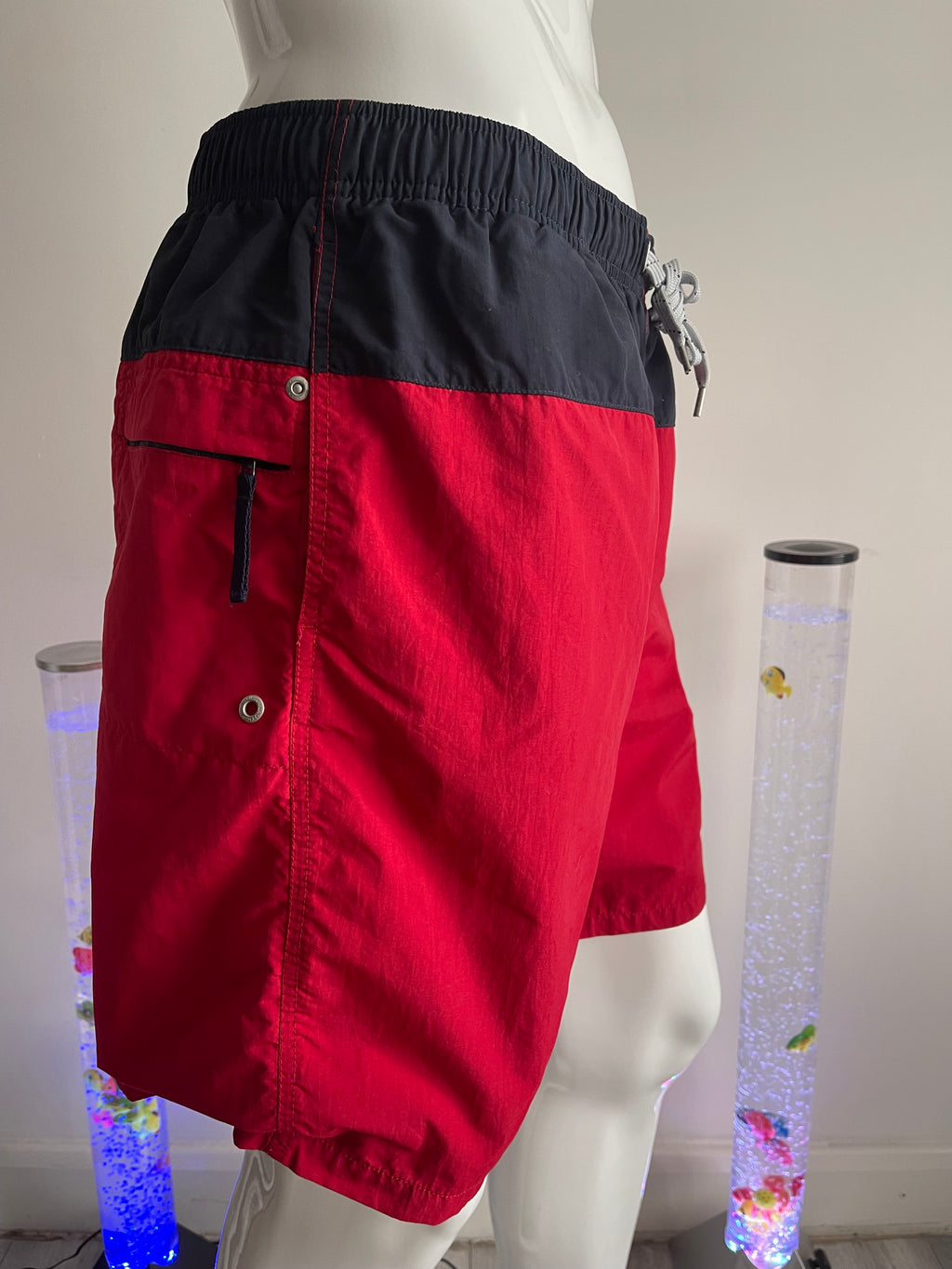 Nautica Red & Navy Swim Shorts Size L with Pockets