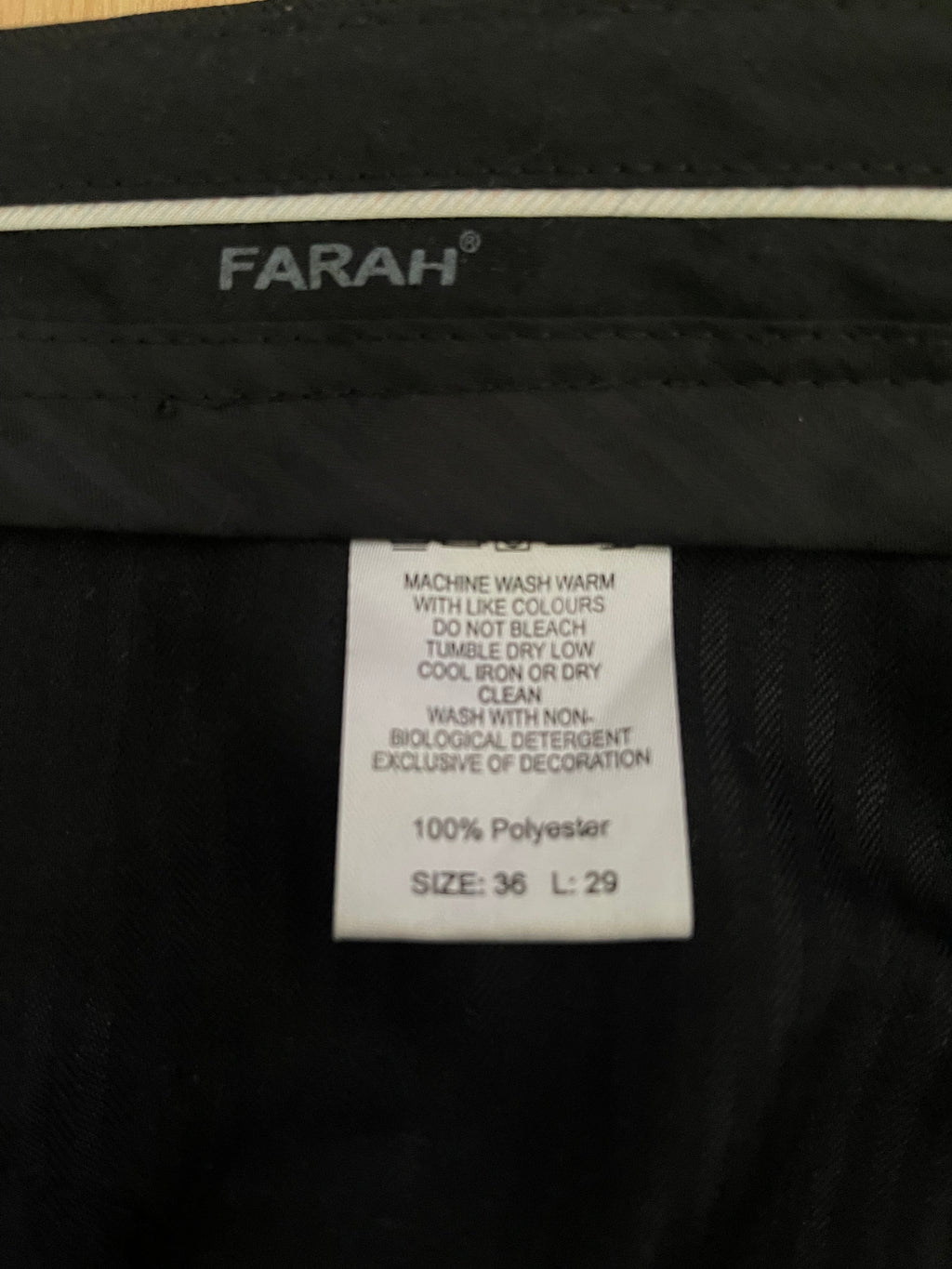 Farah Men's Smart Trousers Black W36 L29