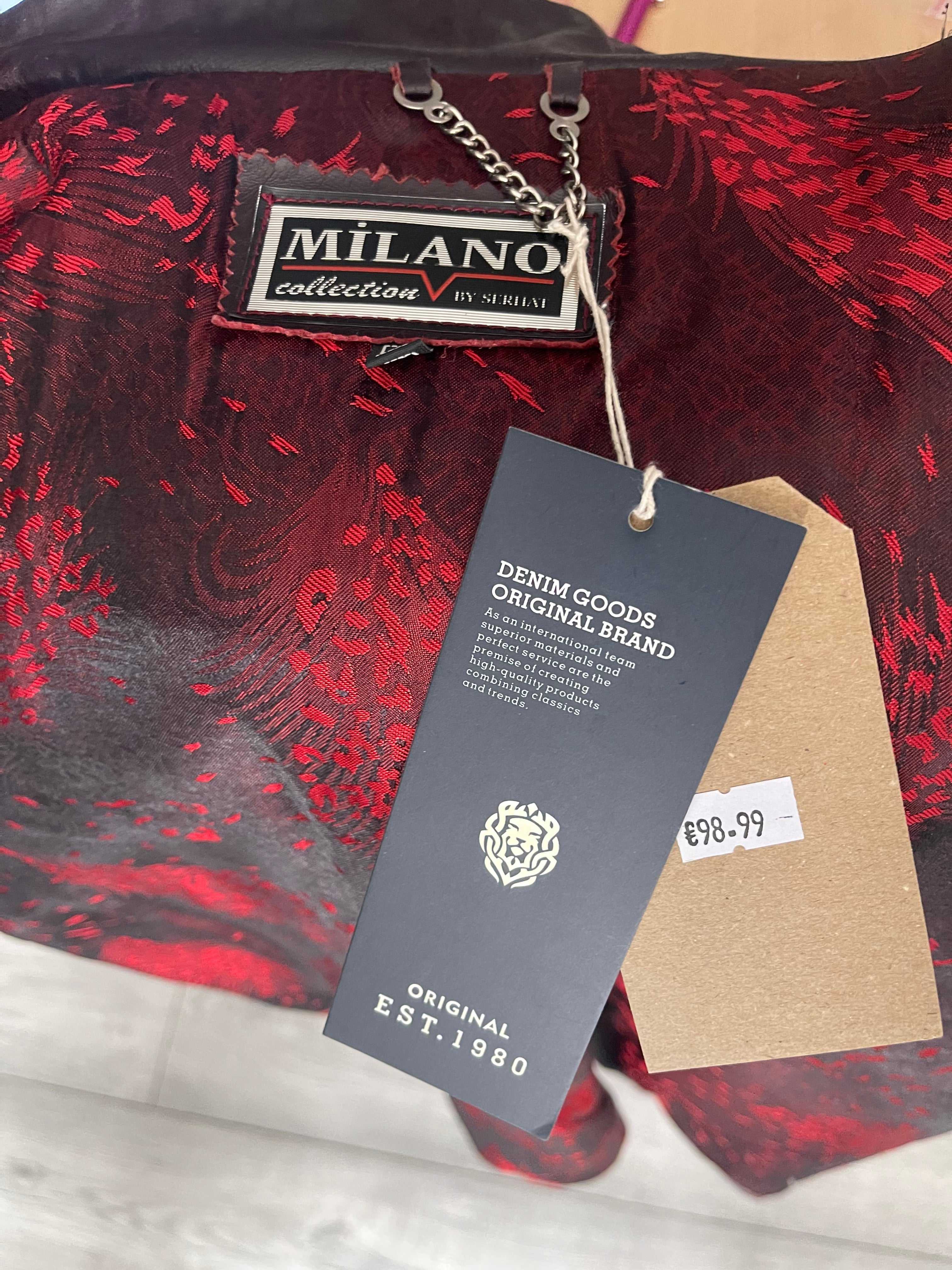 Milano Collection Burgundy Leather Jacket Size L – New With Tags