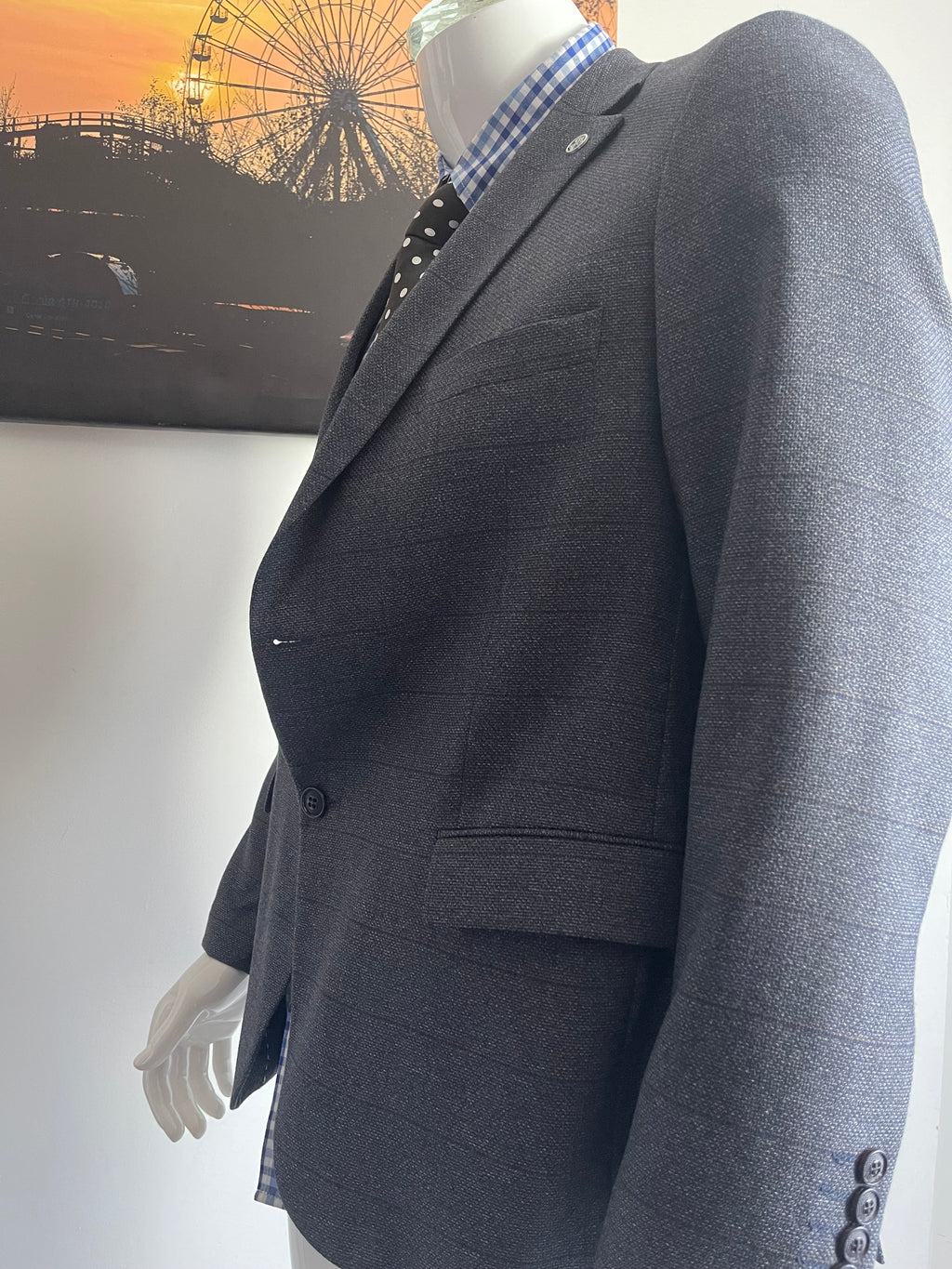 Albero Grande Wool Blend Blazer Size 52 Grey Made in Turkey