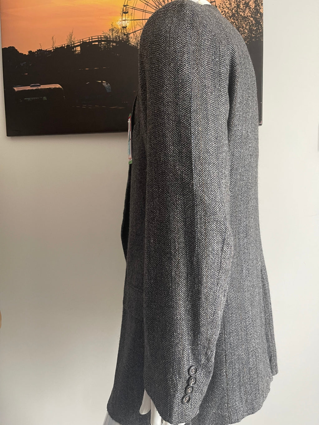 John Peel Ltd Vintage Herringbone Tweed Blazer Grey 46L XXL Mens Jacket