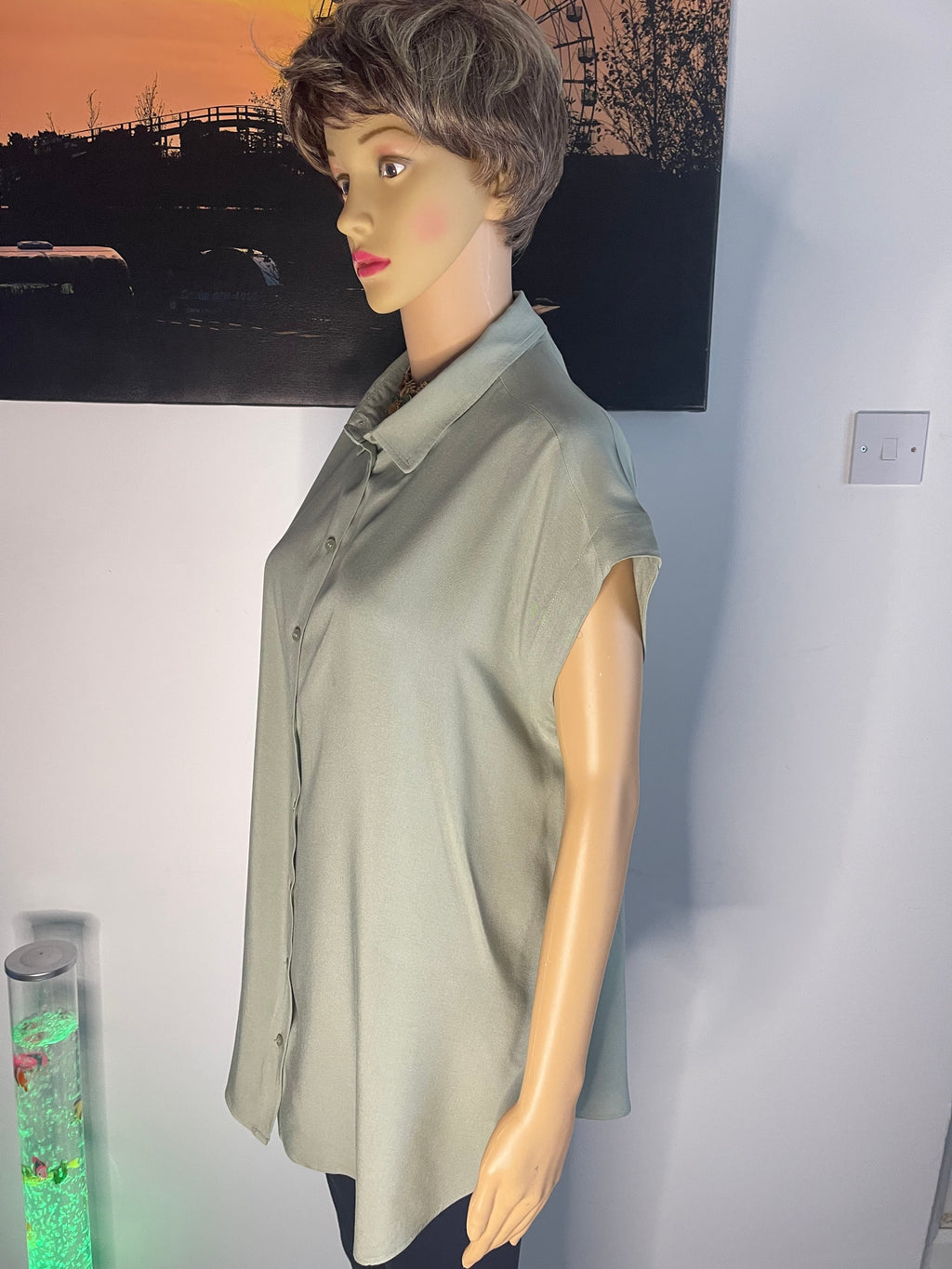 Mama Sage Green Long Blouse Size M
