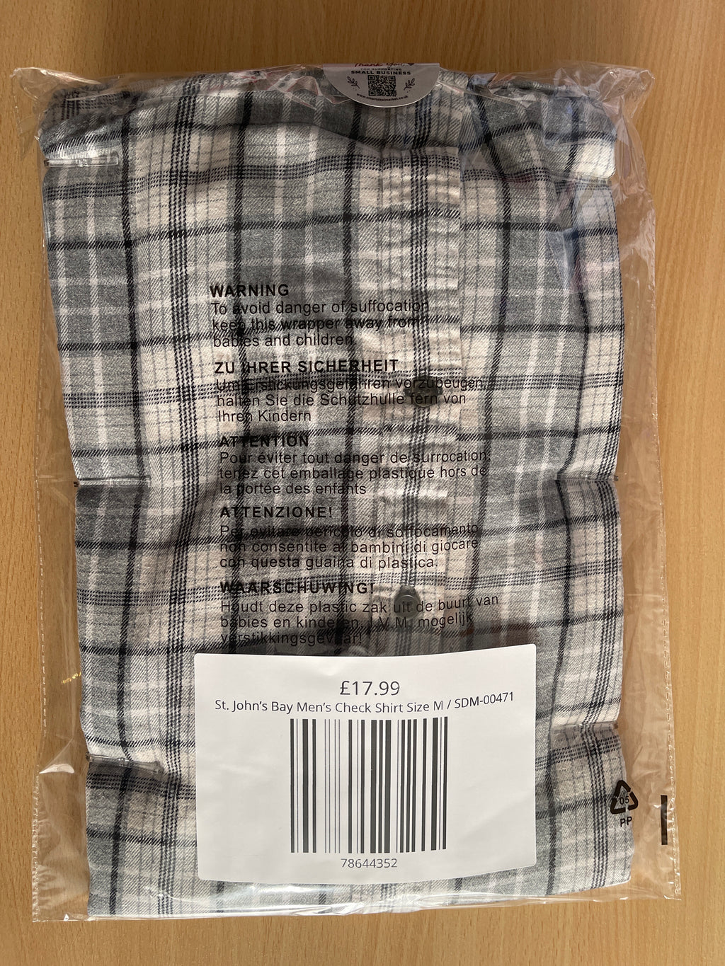 St. John’s Bay Men’s Check Shirt Size M