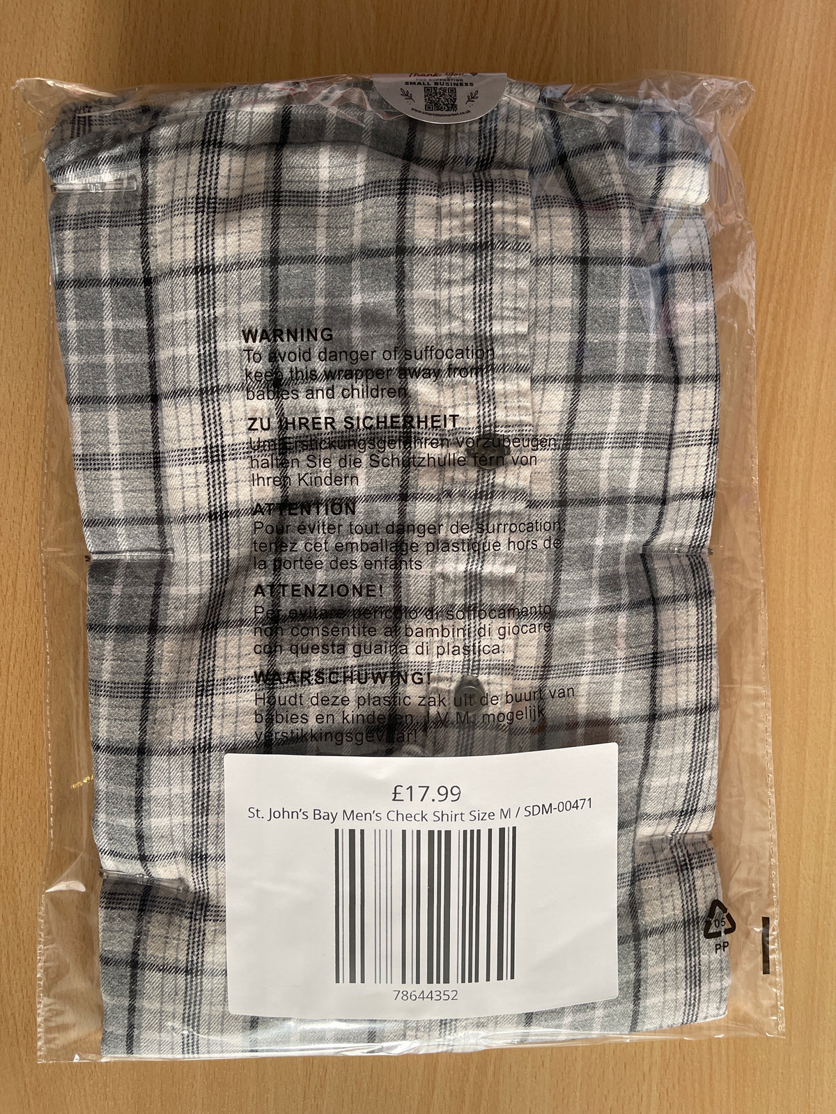 St. John’s Bay Men’s Check Shirt Size M