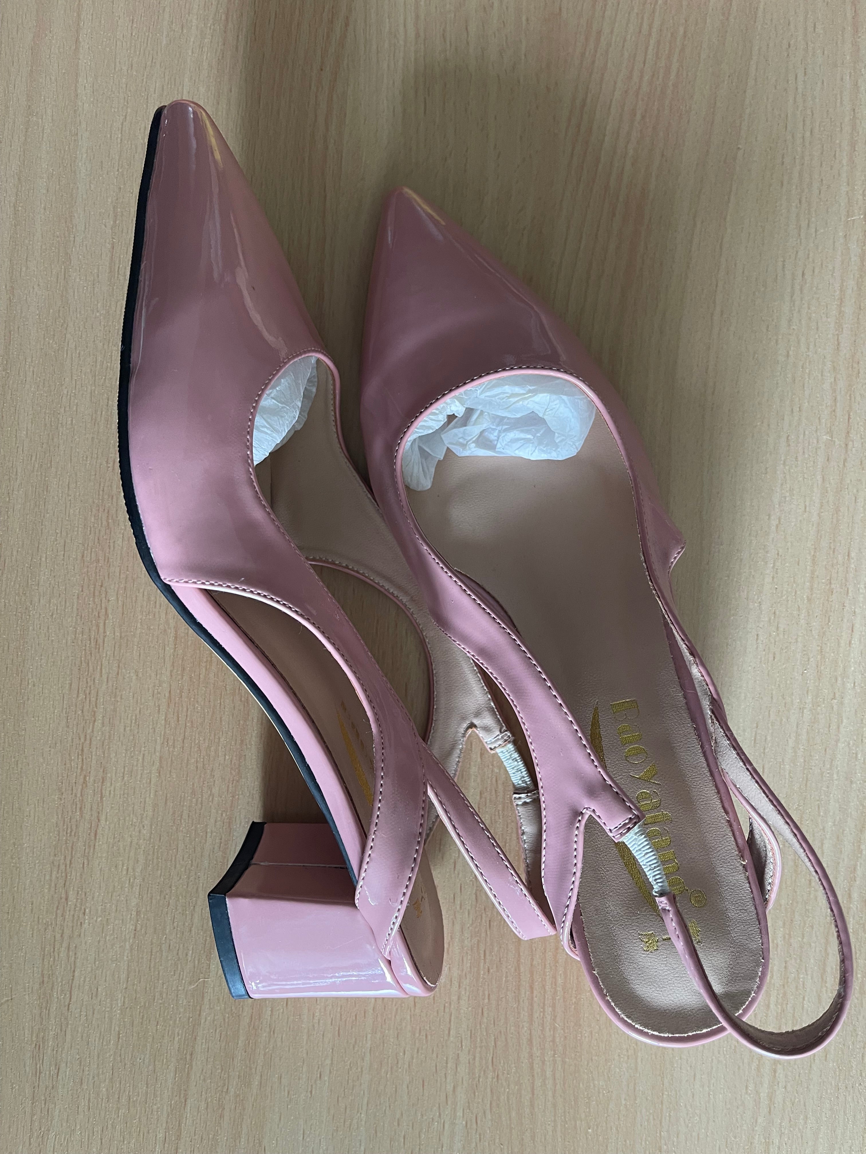 Pink Patent Slingback Heels Size 7 Narrow – New