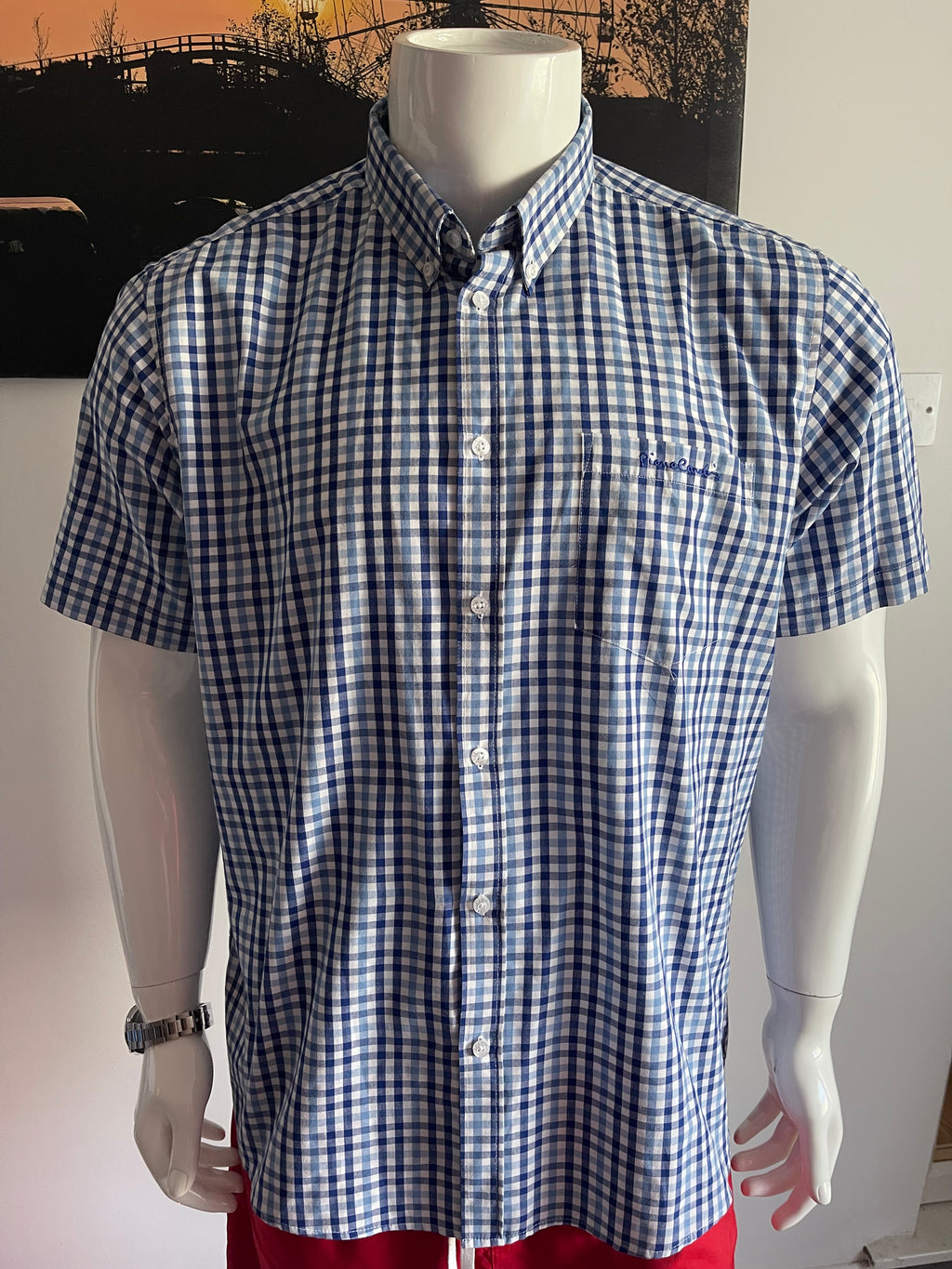 Pierre Cardin Men's Short Sleeve Check Shirt XXL