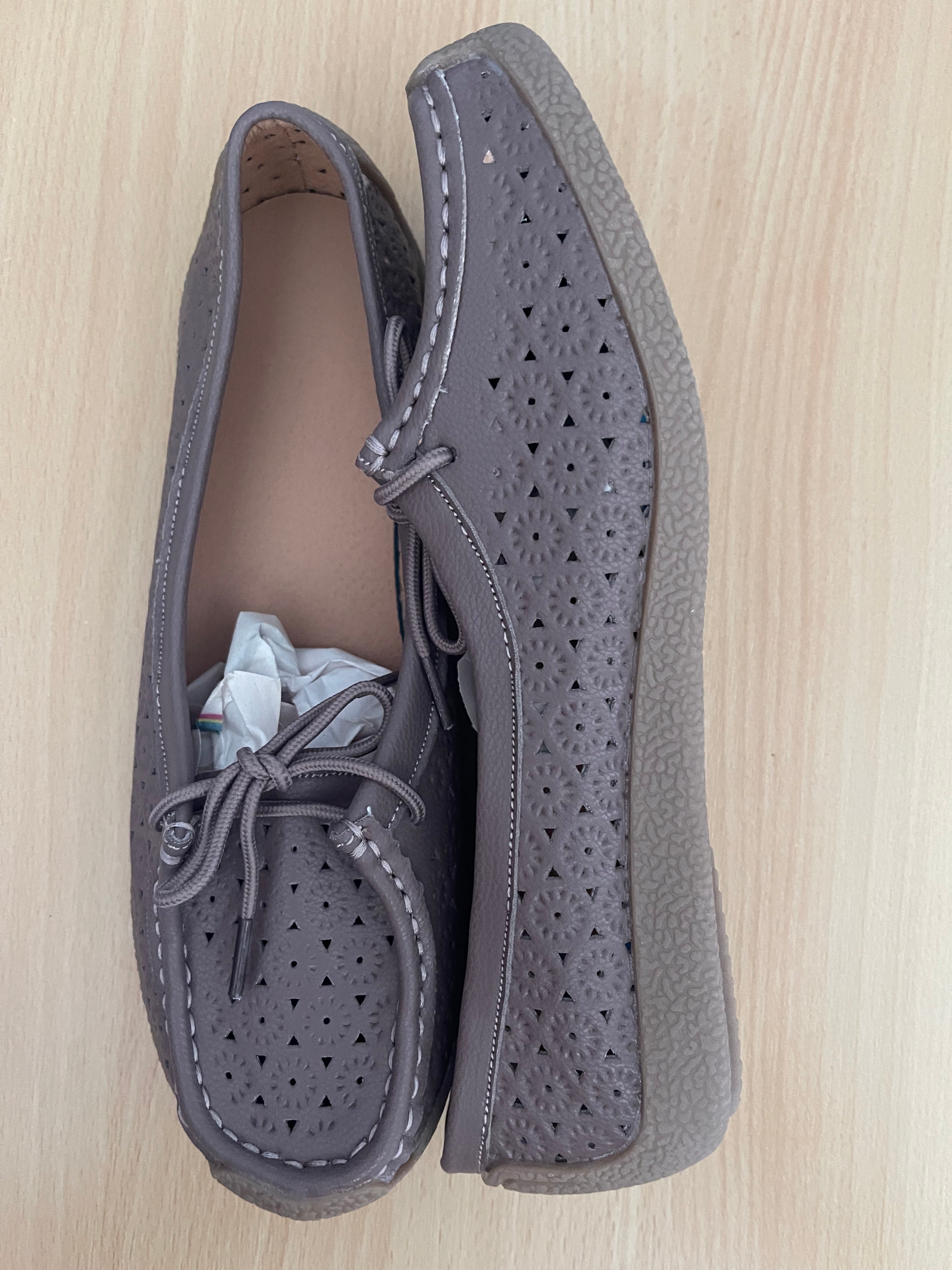Women's Taupe Perforated Casual Shoes – Size 41