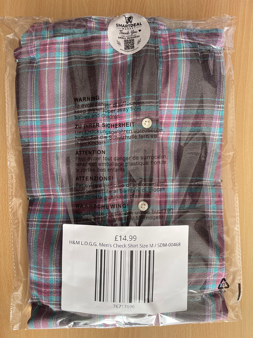 H&M L.O.G.G. Men’s Check Shirt Size M