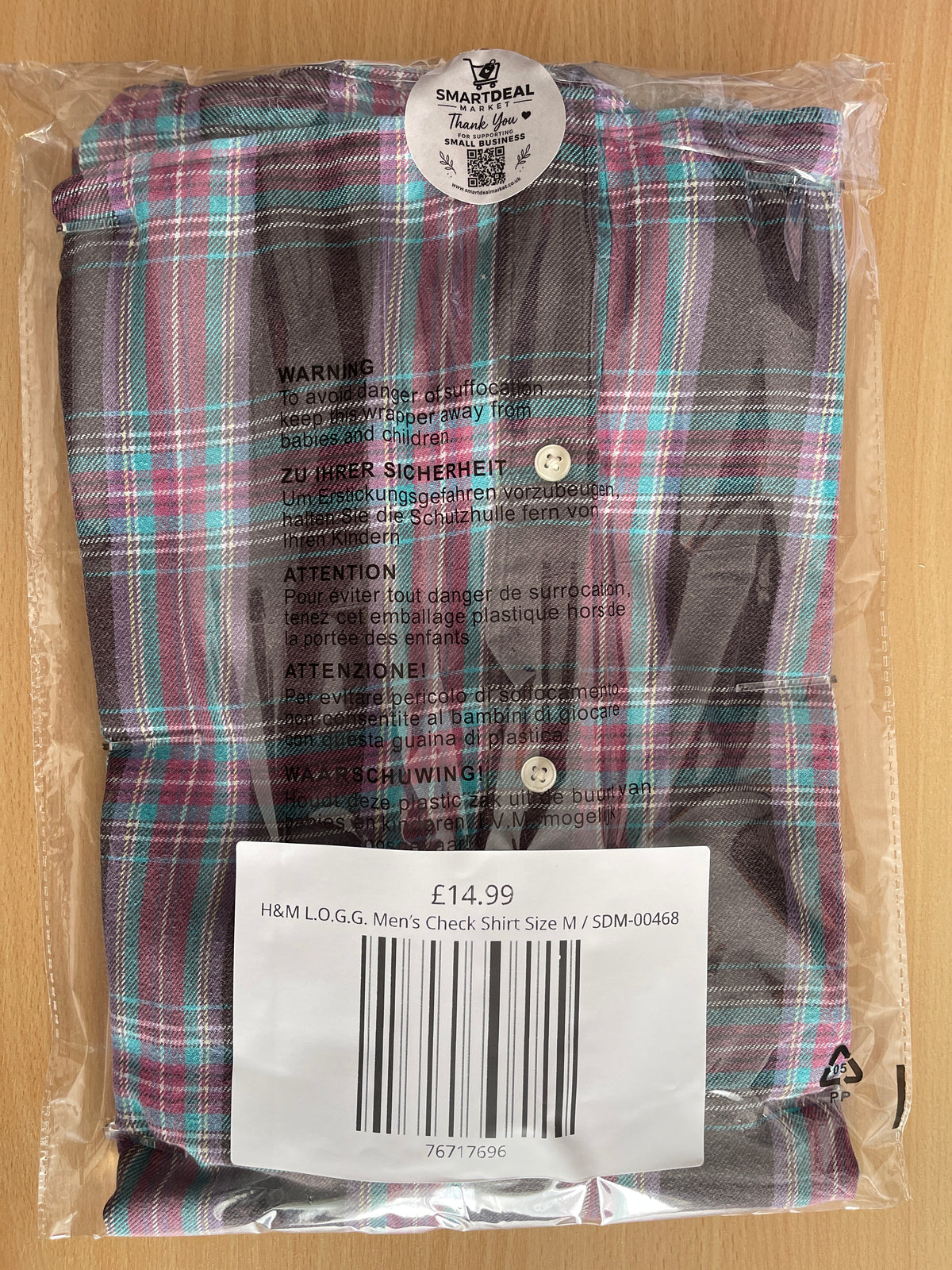 H&M L.O.G.G. Men’s Check Shirt Size M