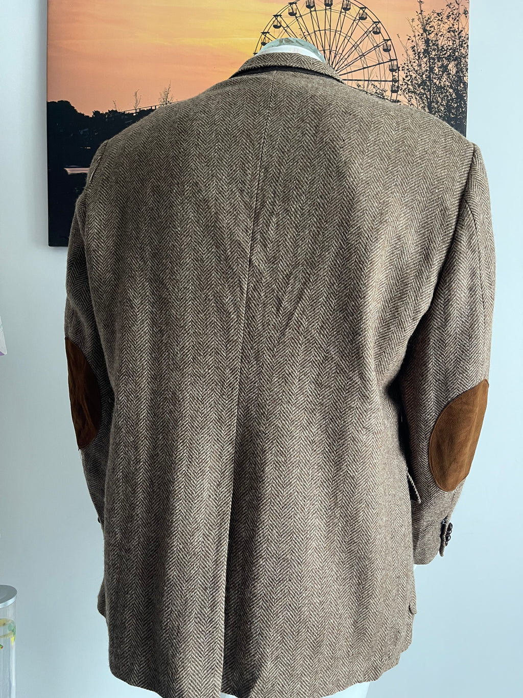 Imperial by Haggar 100% Pure Wool Herringbone Blazer Size 44 Made in USA