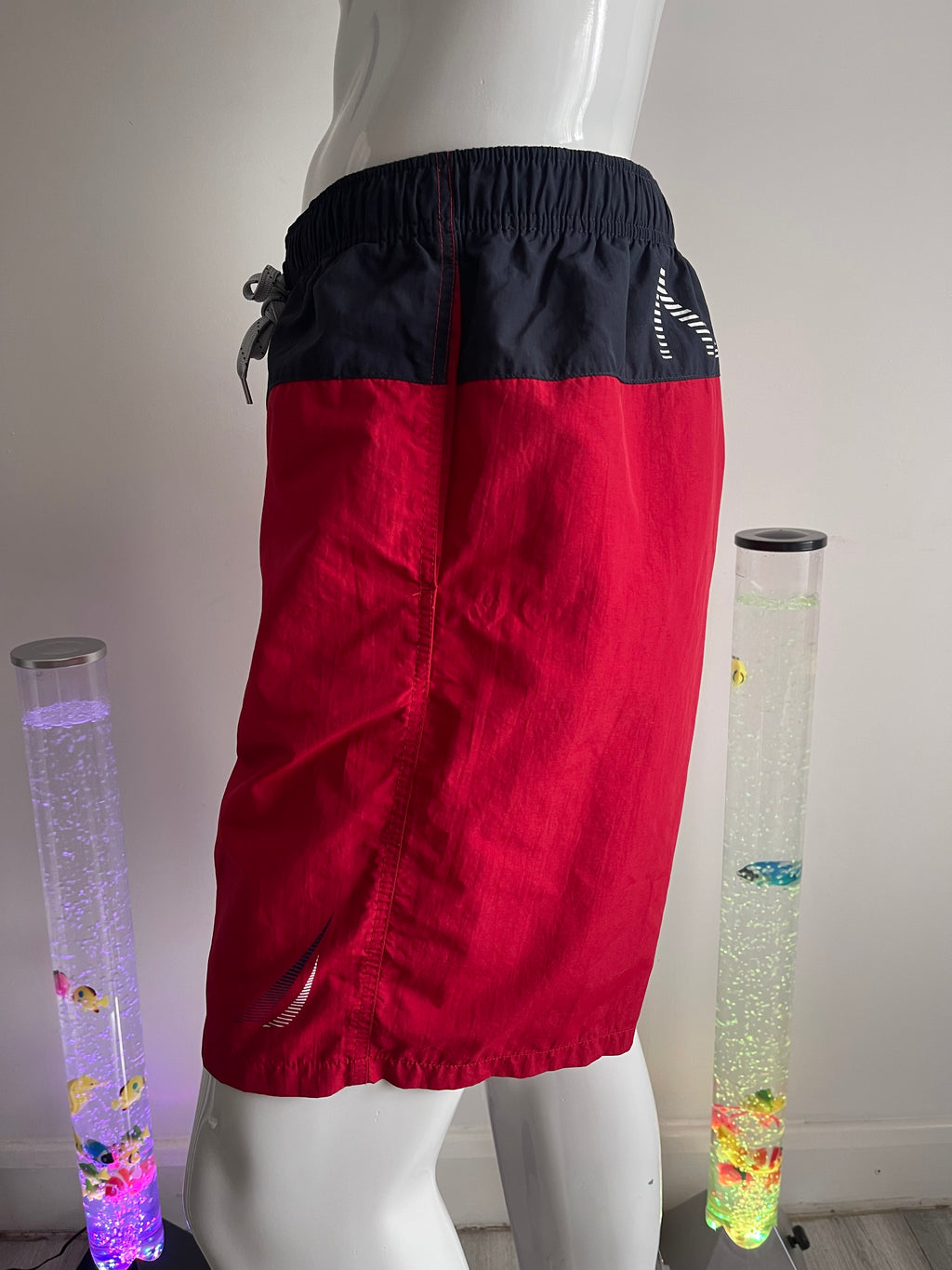 Nautica Red & Navy Swim Shorts Size L with Pockets