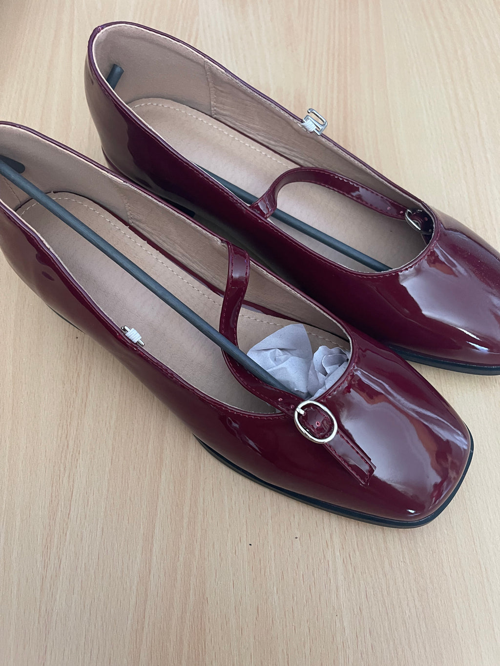 Women's Burgundy Patent Mary Jane Block Heel Shoes – UK 8