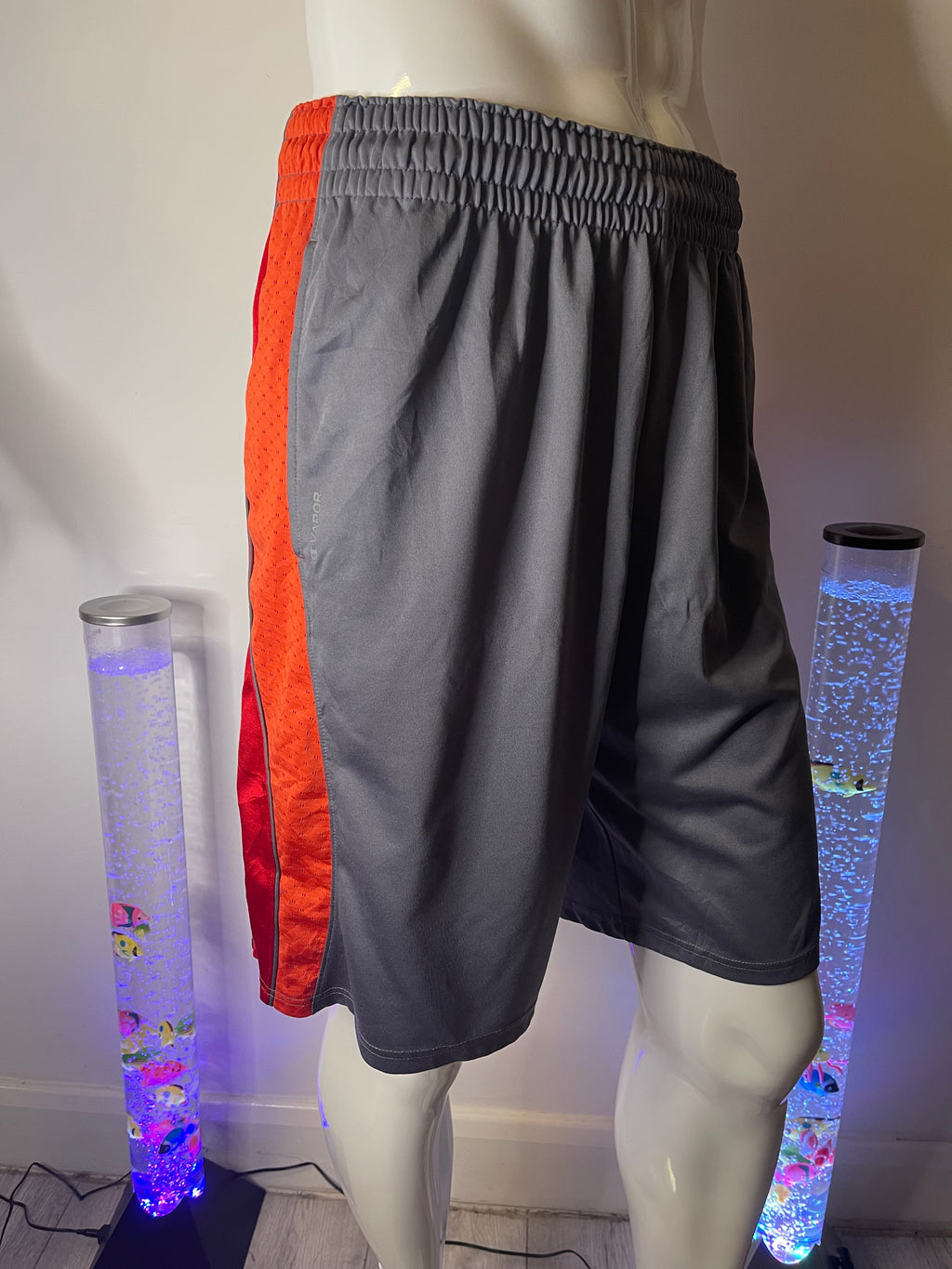 Champion Men's Grey & Red Sports Shorts with Pockets – Size M
