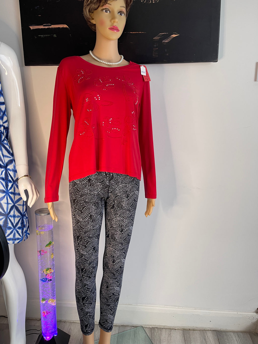 ❤️ Gold Red Long Sleeve Top Size 14 ❤️ Elegant Women’s Blouse