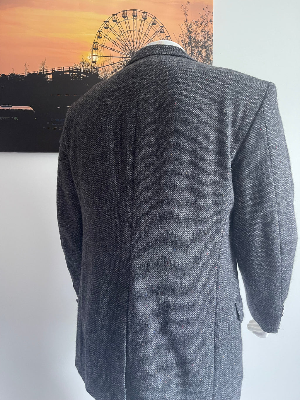 Jeremy Cobb Esquire 100% Wool Tweed Blazer Grey Herringbone Men's R44 XL