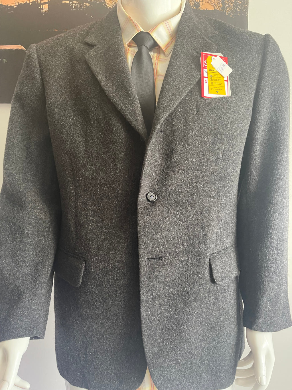 Evan Picone Grey Wool Blend Blazer Jacket Men’s Smart Formal Office Classic