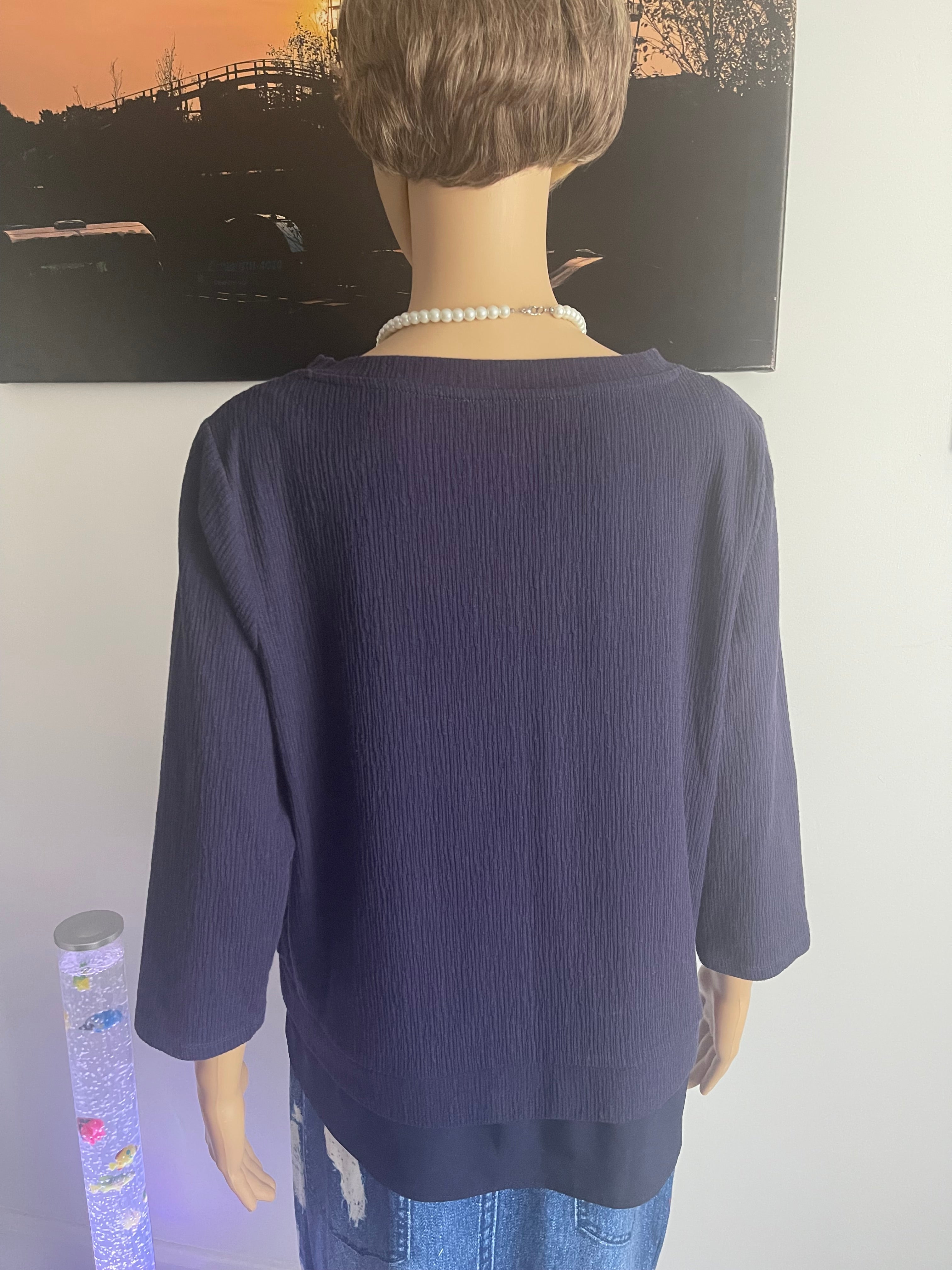 M&S Collection Navy Textured Top UK 18