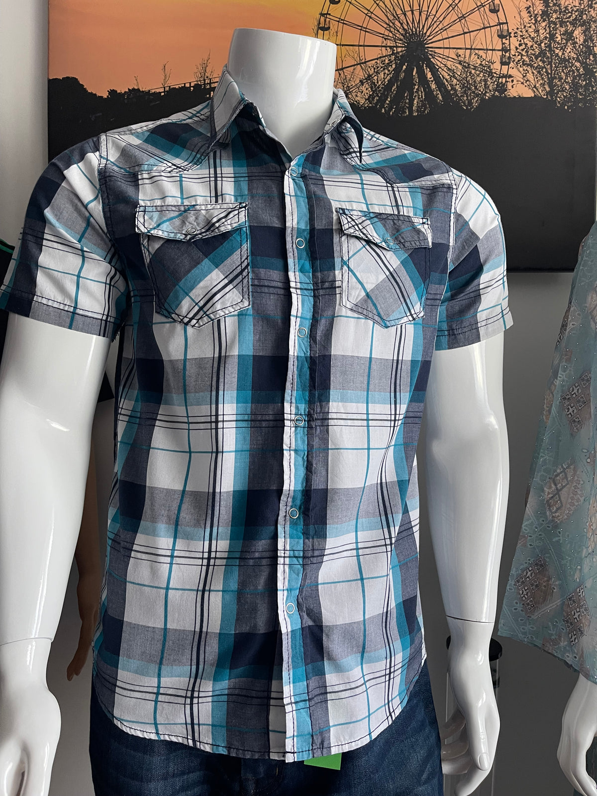 UR Vintage Men’s Check Short Sleeve Shirt Size S