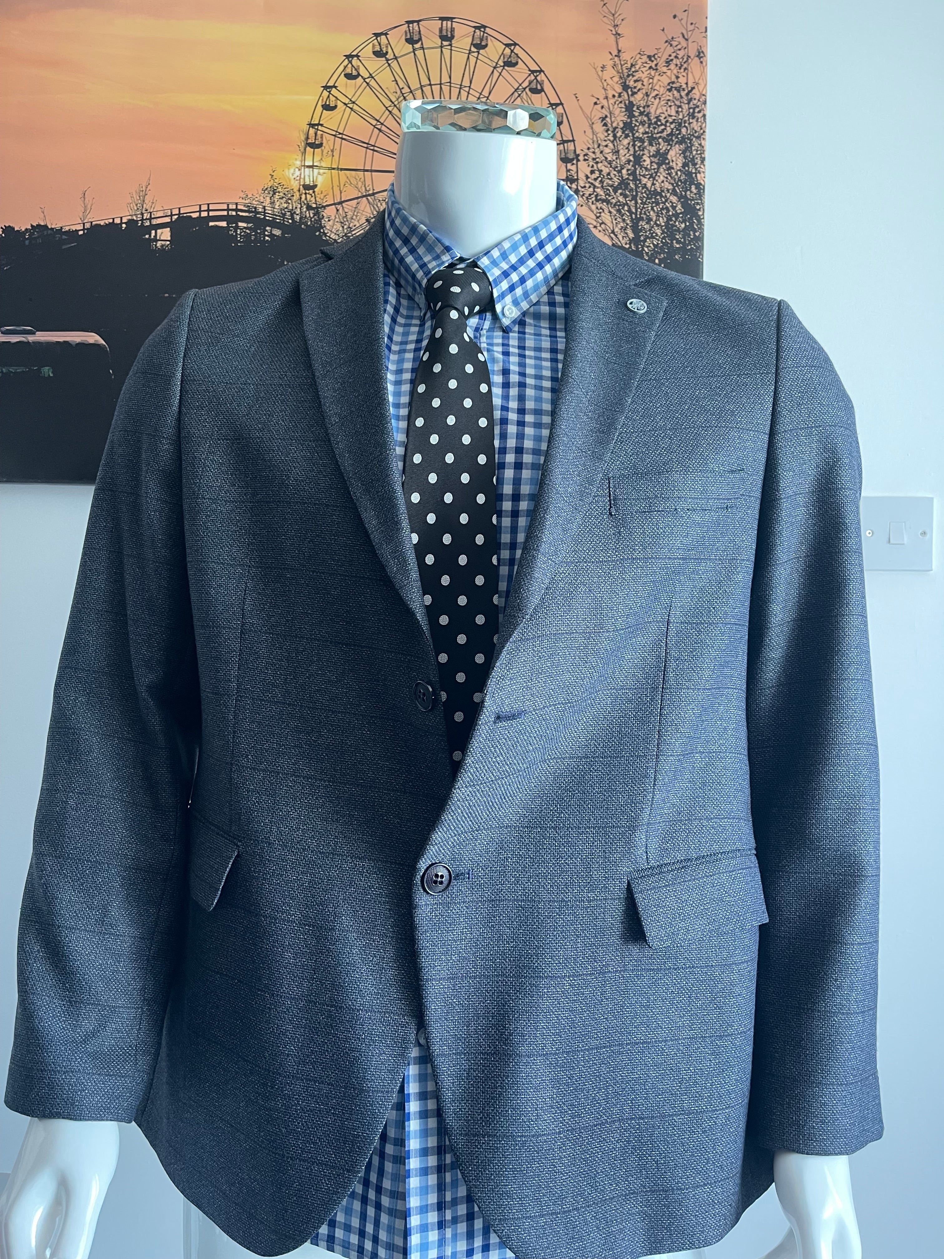 Albero Grande Wool Blend Blazer Size 52 Grey Made in Turkey