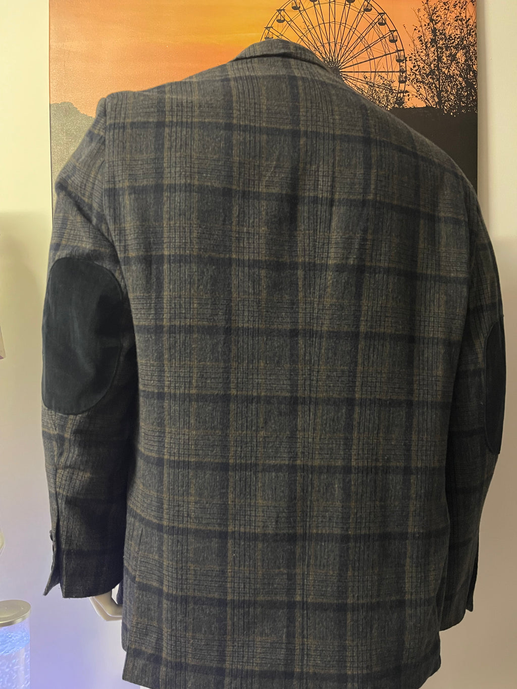 Blu Martini Check Wool Blend Blazer Jacket 50R Navy Grey Smart Formal