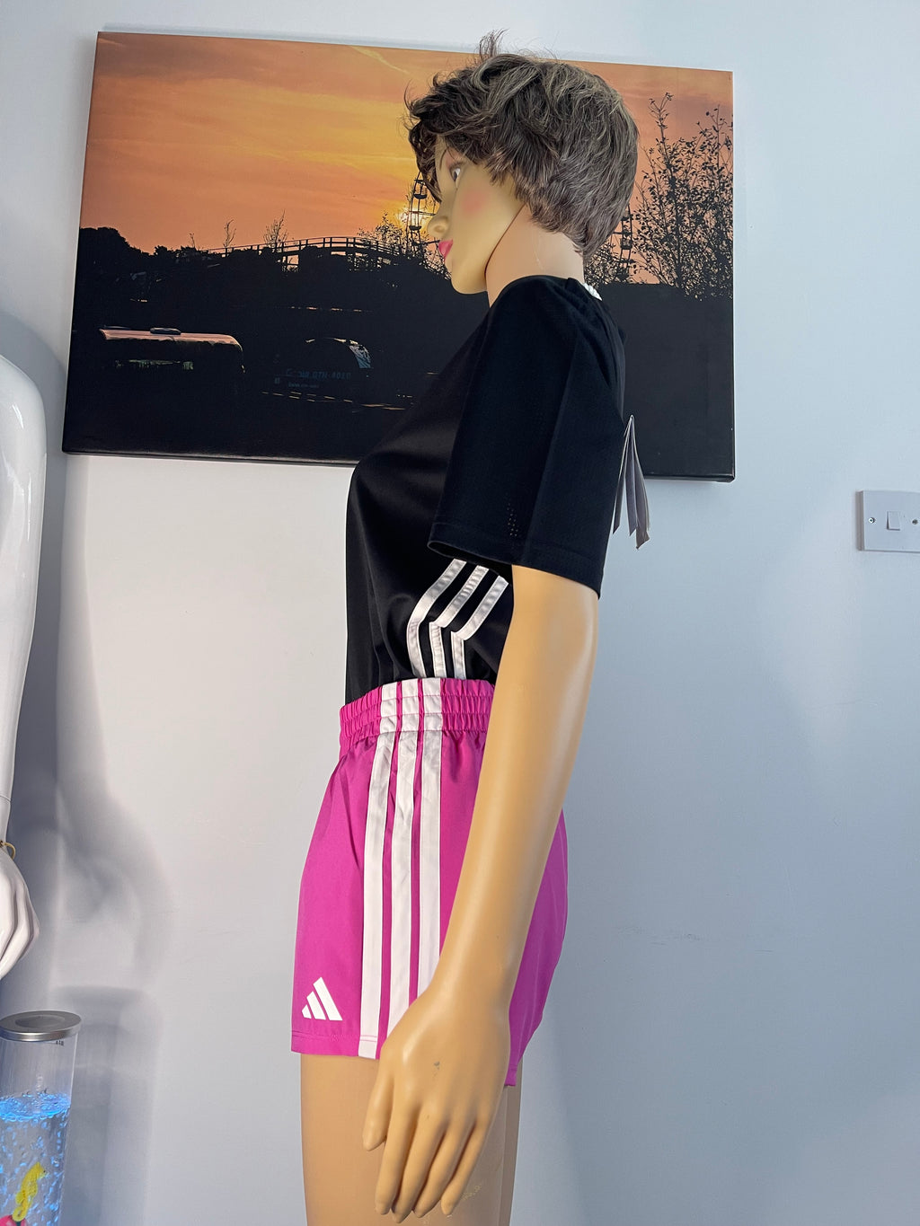 💖 Adidas Women’s Sport Set 💖 Black Top & Pink Shorts