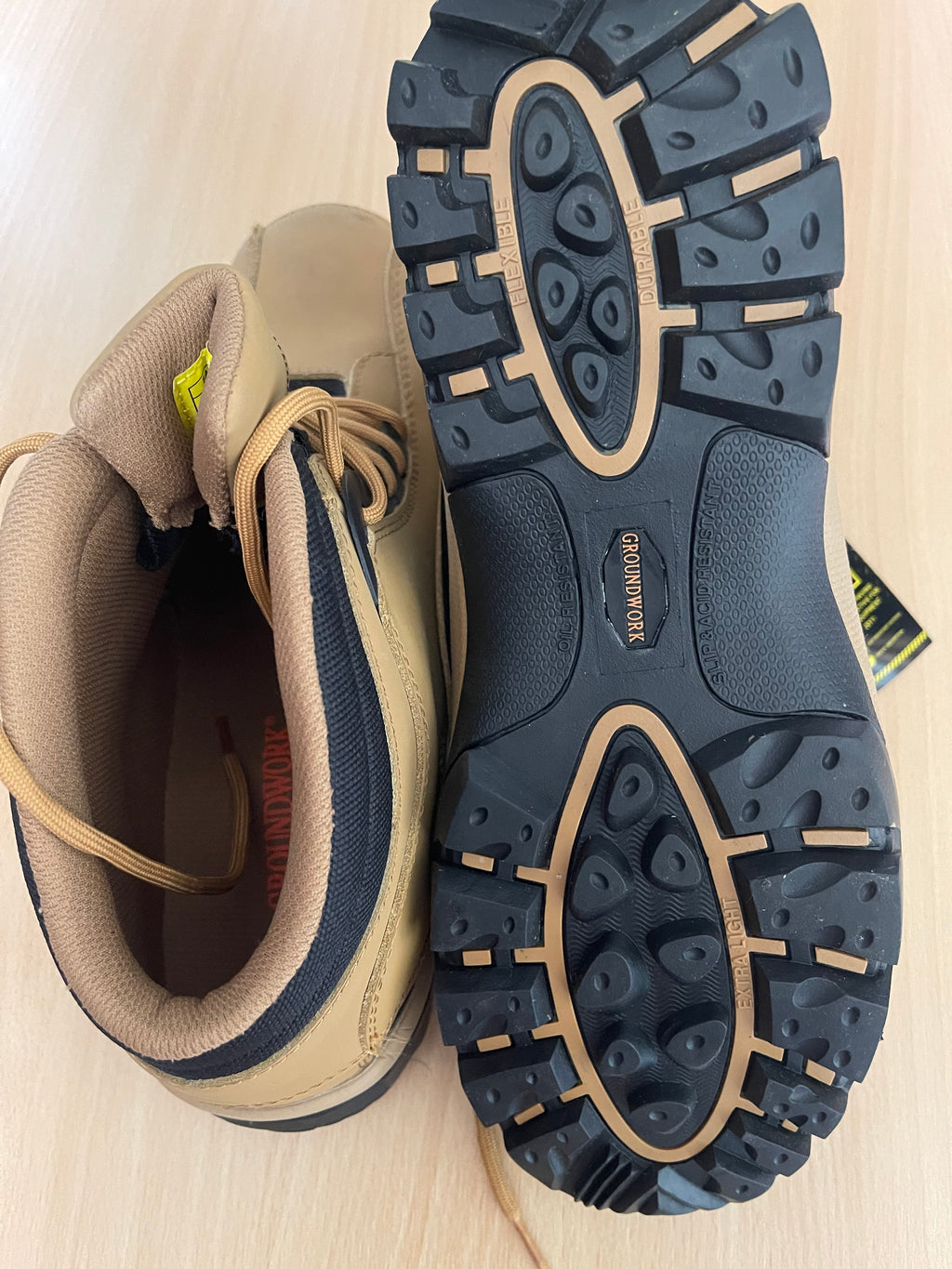 Groundwork Men’s Steel Toe Safety Work Boots – Genuine Leather – UK 12 – New