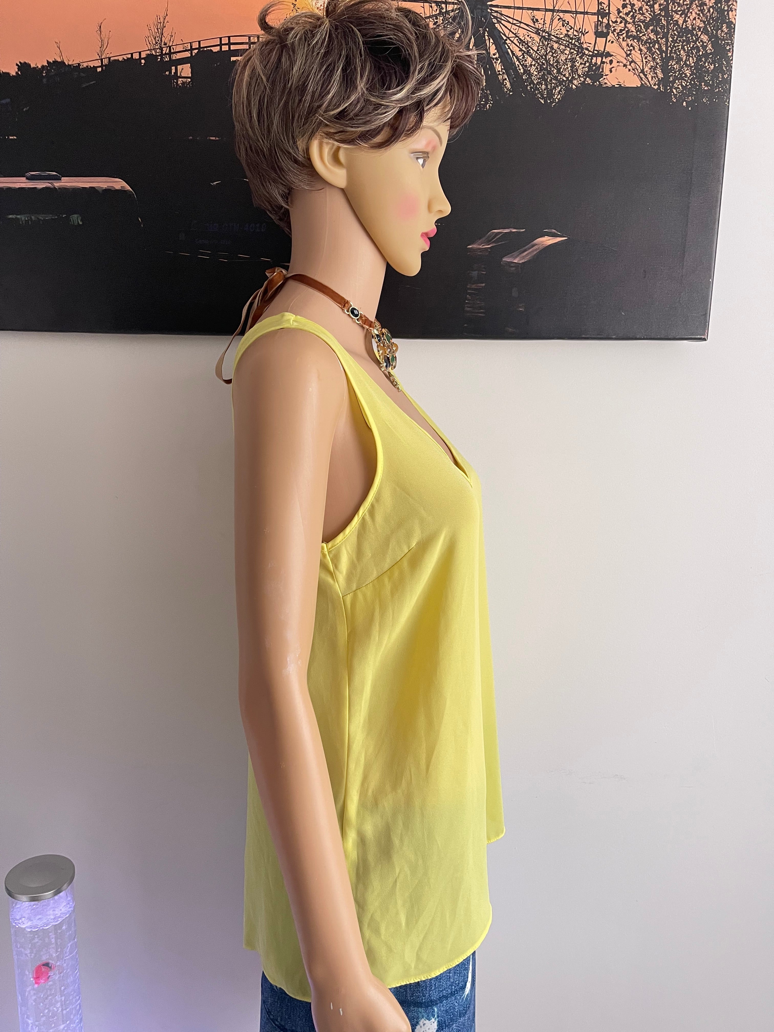 Primark Lime Yellow Sleeveless Blouse UK 8