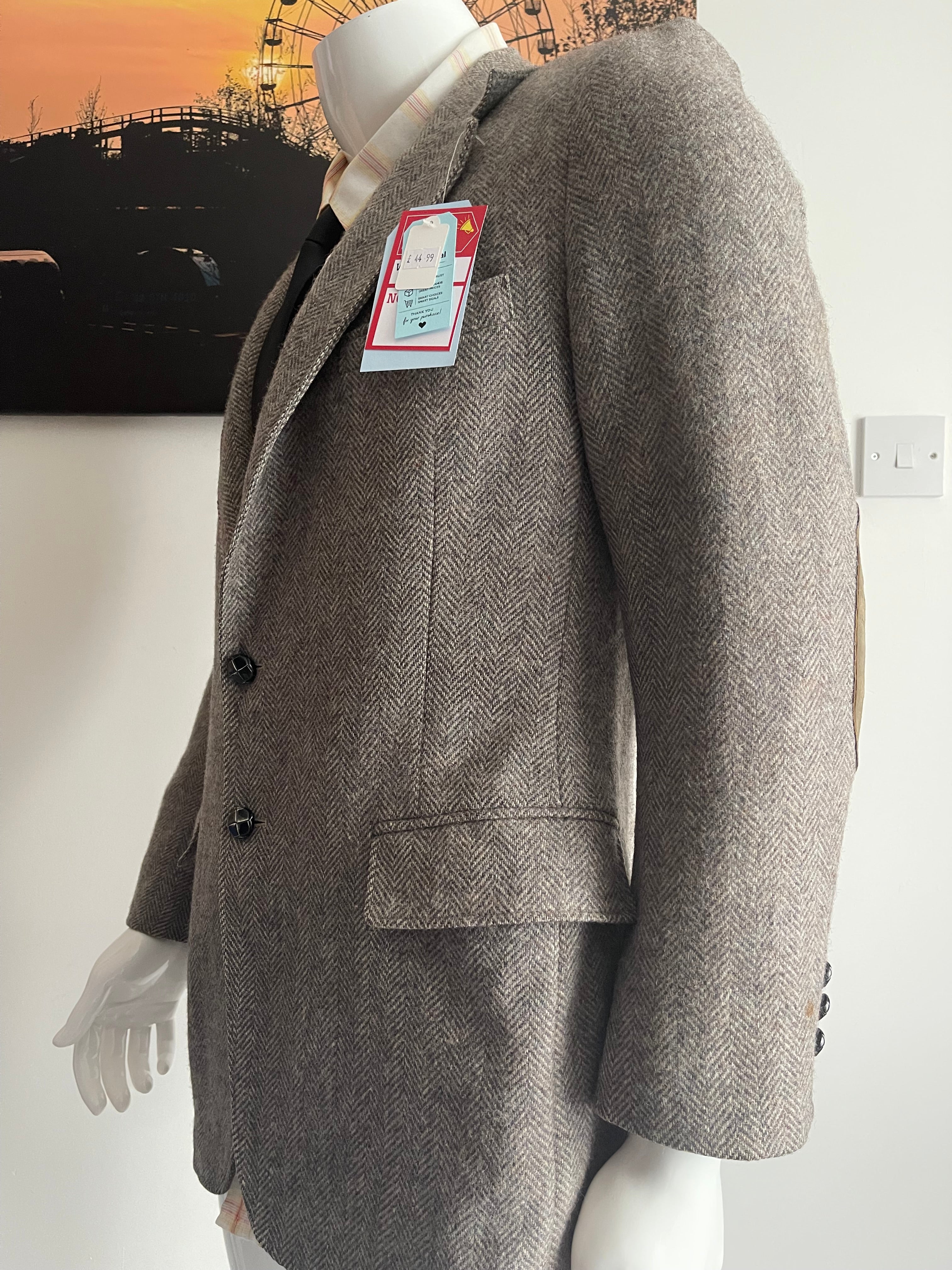 Austin Manor Herringbone Tweed Blazer 42R Brown Smart Casual Jacket