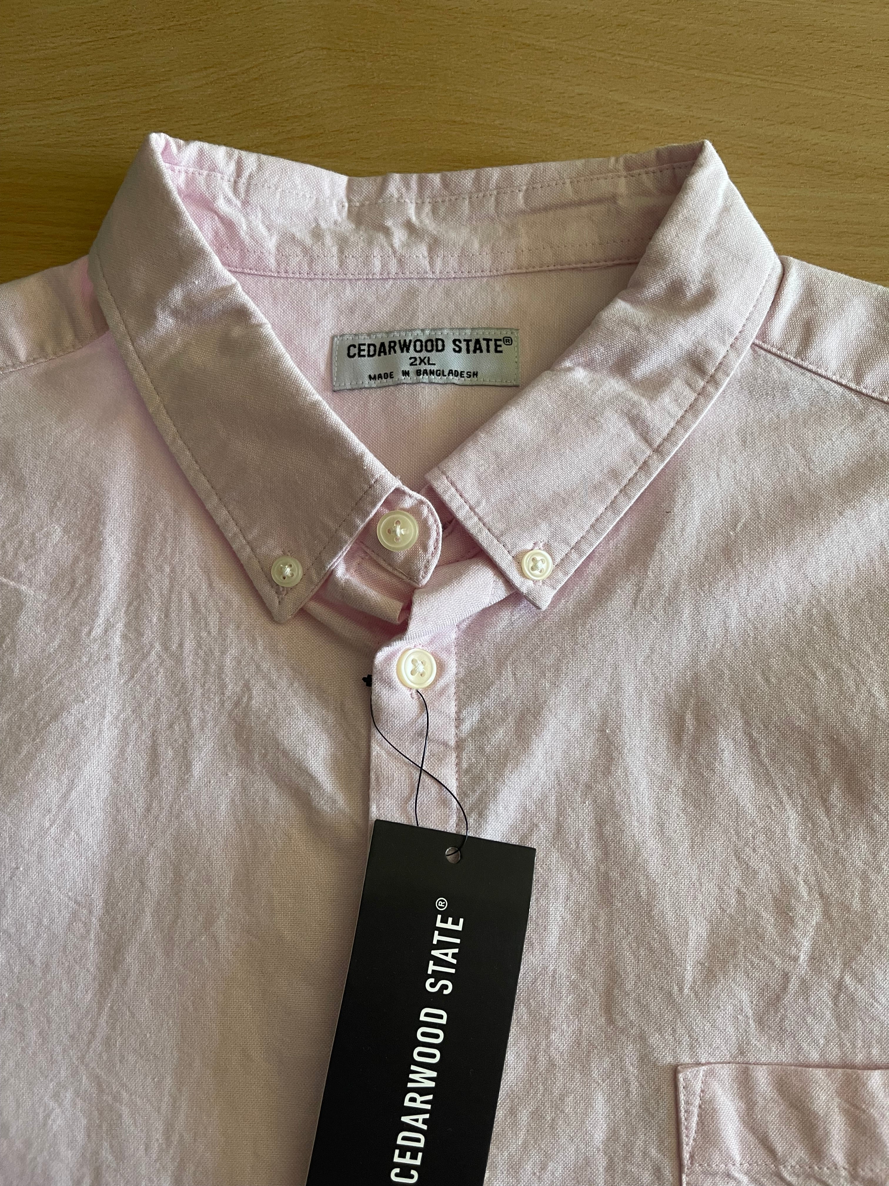 Cedarwood State Men's Light Pink Short Sleeve Shirt XXL