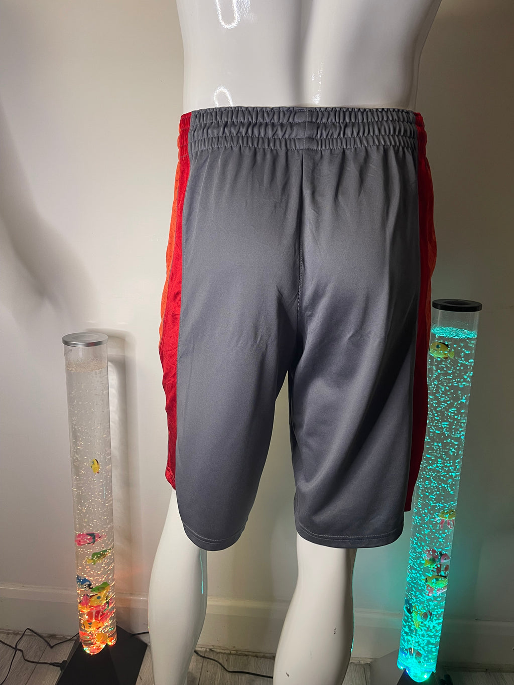 Champion Men's Grey & Red Sports Shorts with Pockets – Size M