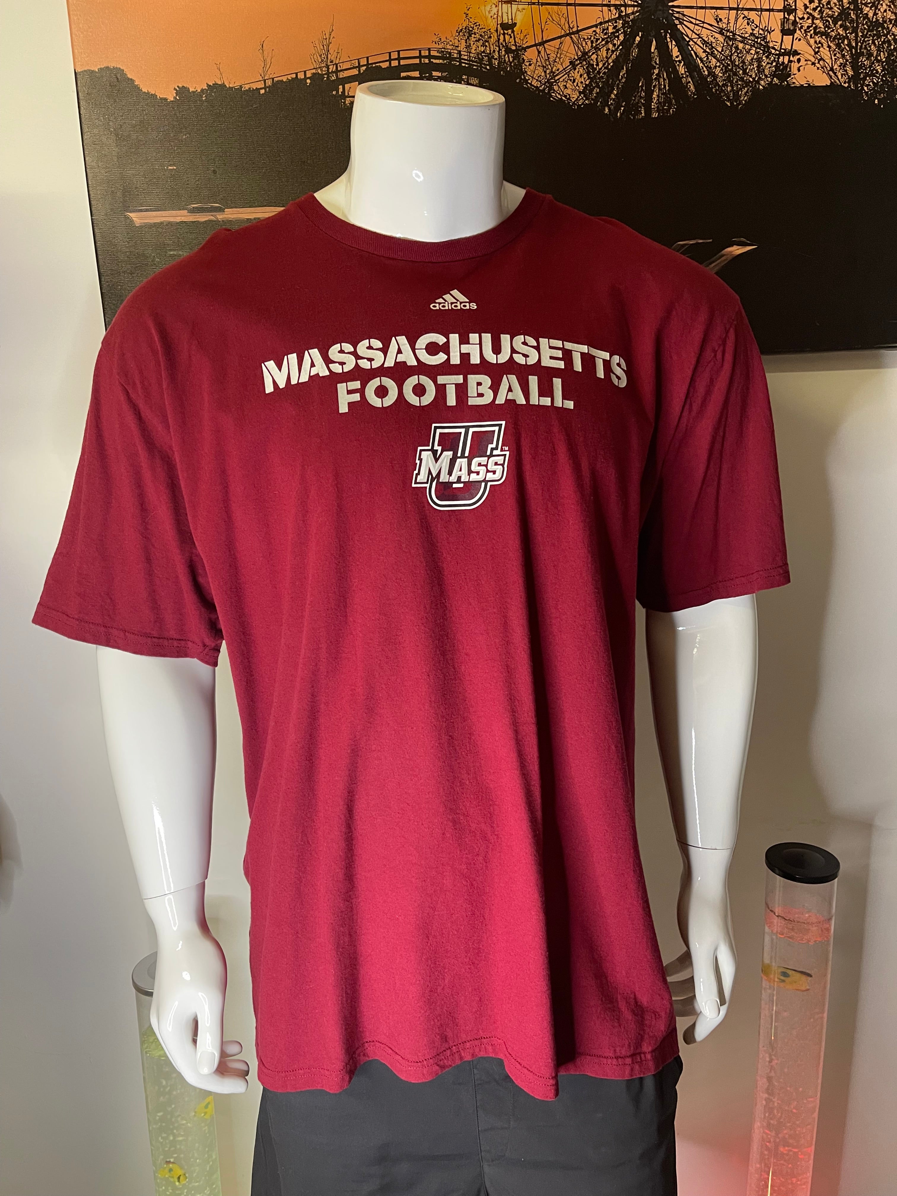 Adidas UMass Massachusetts Football T-Shirt Burgundy 2XL