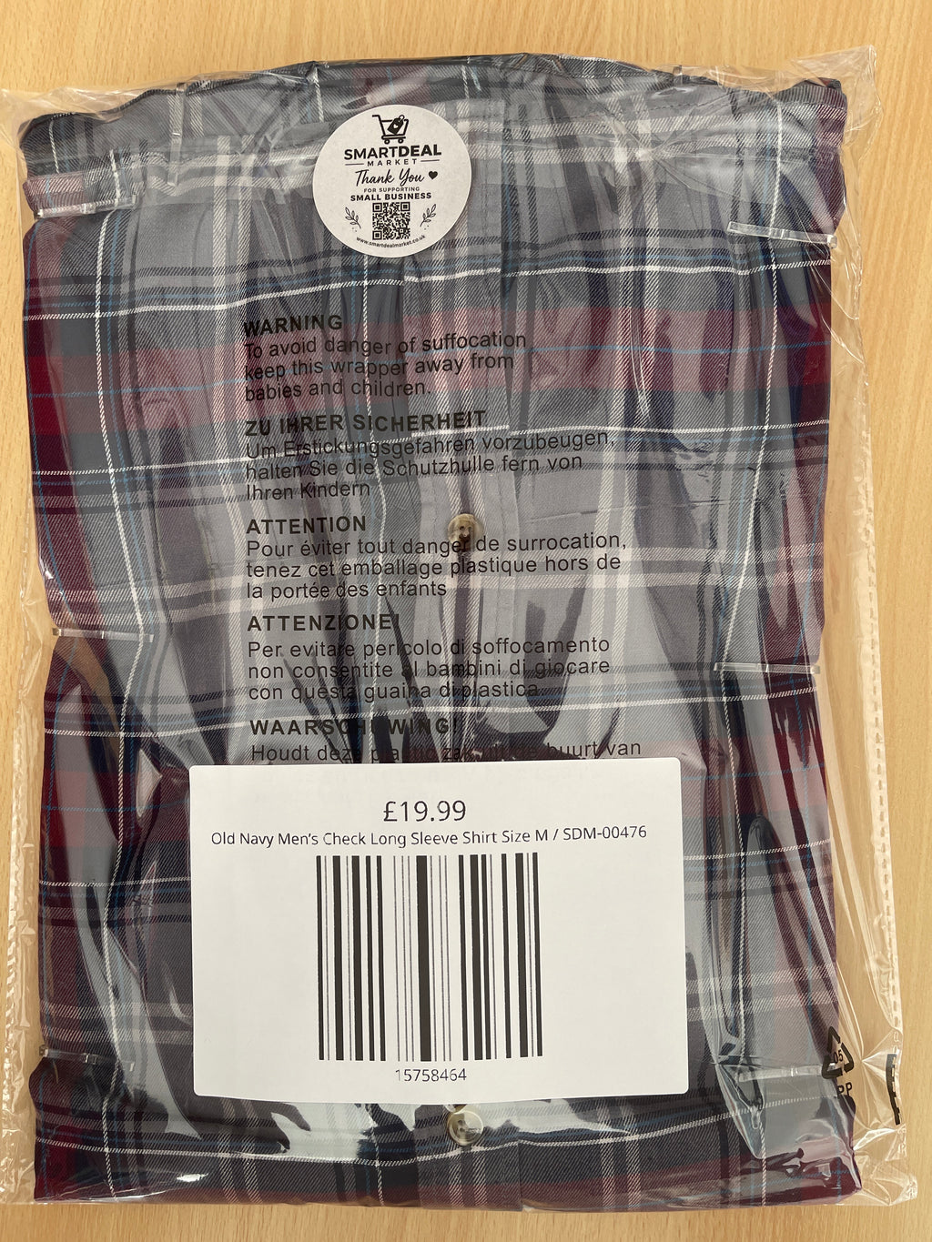 Old Navy Men’s Check Long Sleeve Shirt Size M