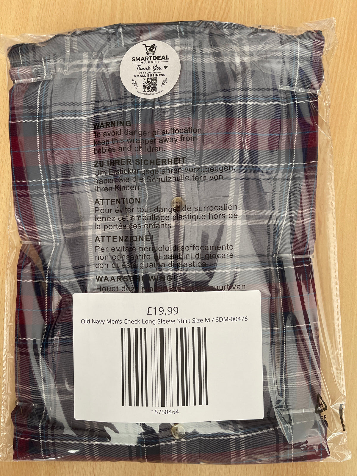 Old Navy Men’s Check Long Sleeve Shirt Size M
