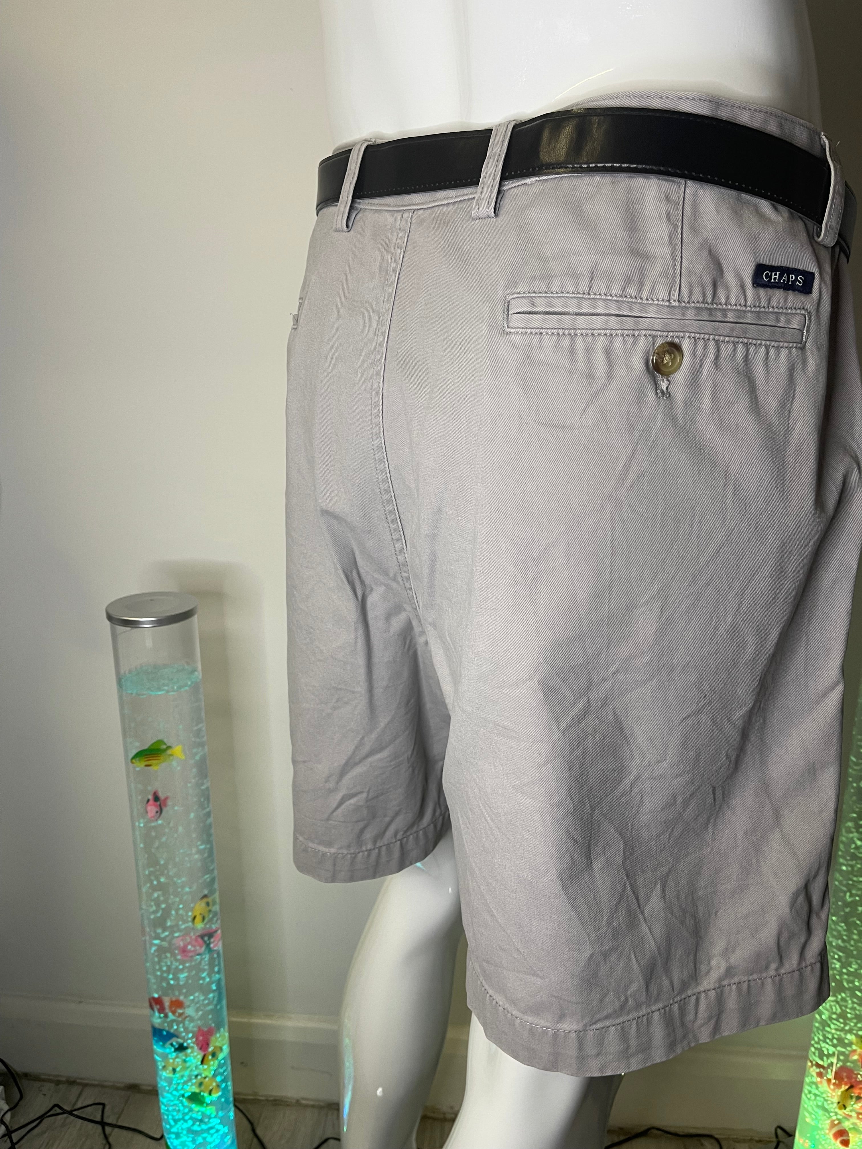 CHAPS Men’s Chino Shorts W42 Light Grey with Pockets