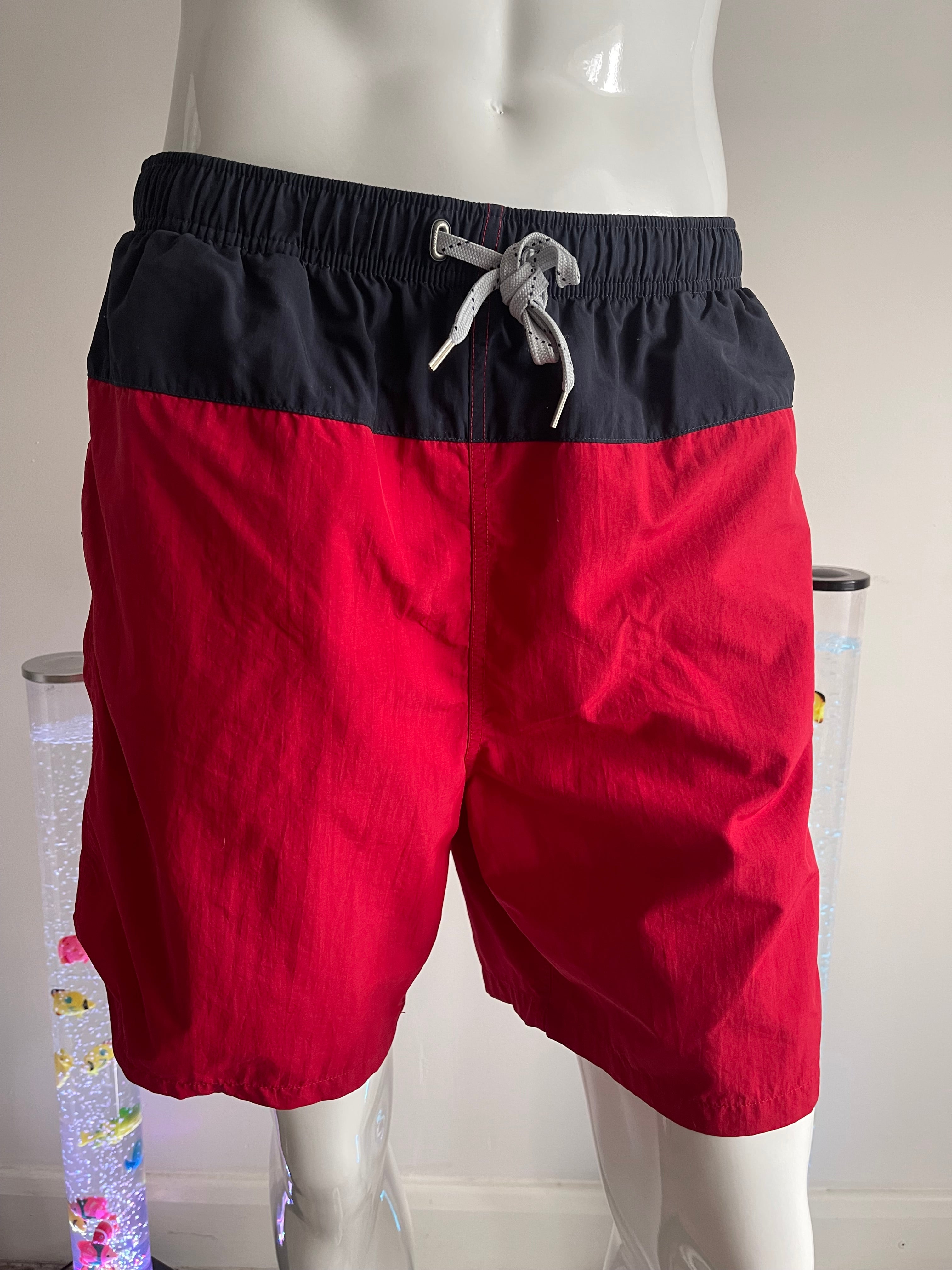 Nautica Red & Navy Swim Shorts Size L with Pockets