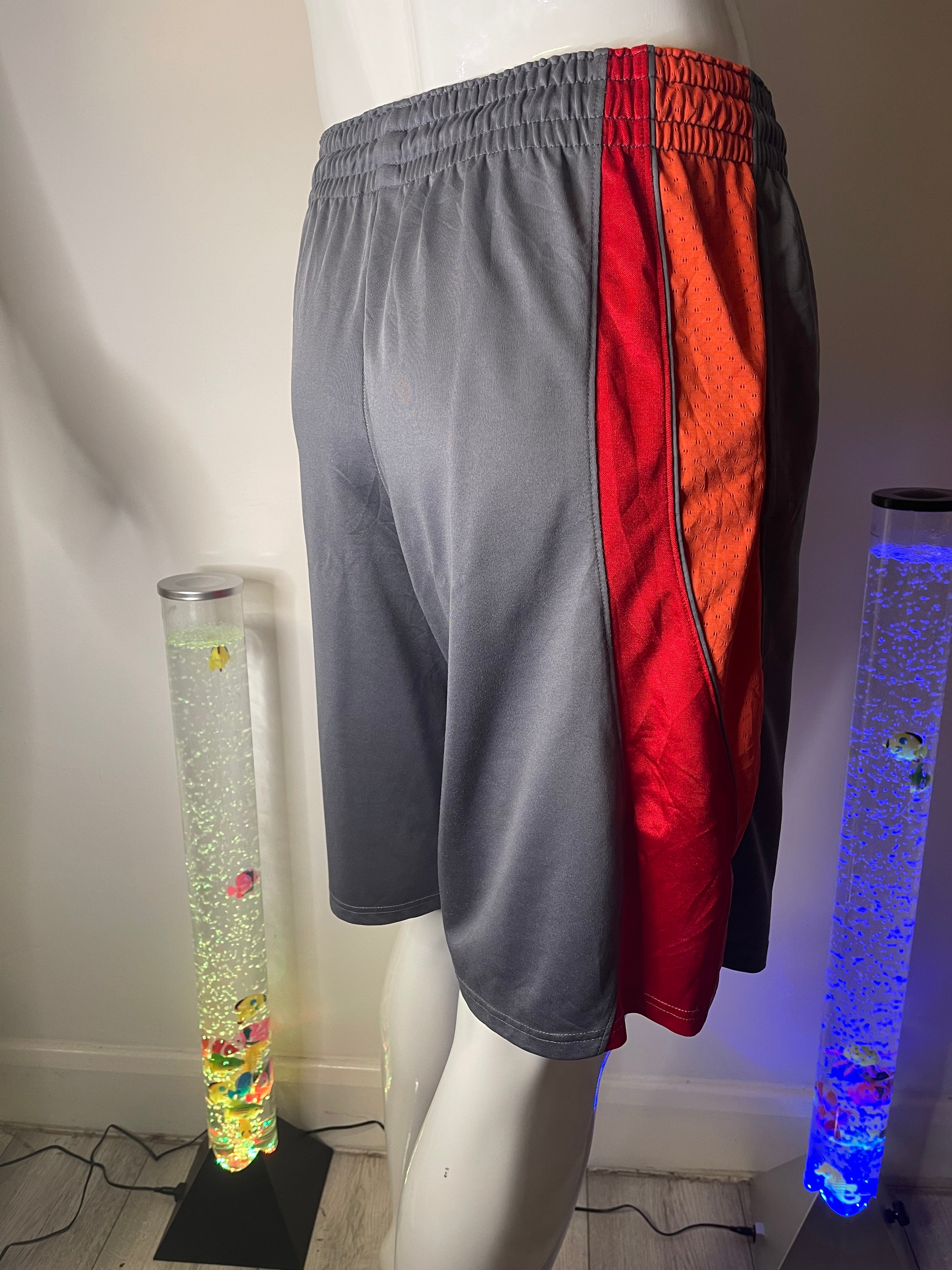 Champion Men's Grey & Red Sports Shorts with Pockets – Size M