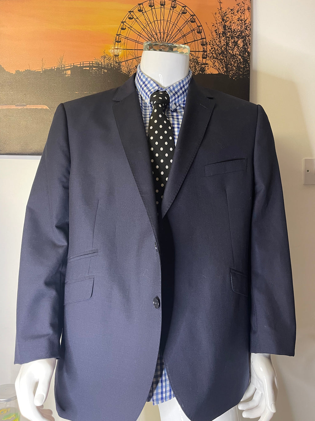 M&S Autograph Navy Wool Blend Blazer 50S 127cm Tailored Fit