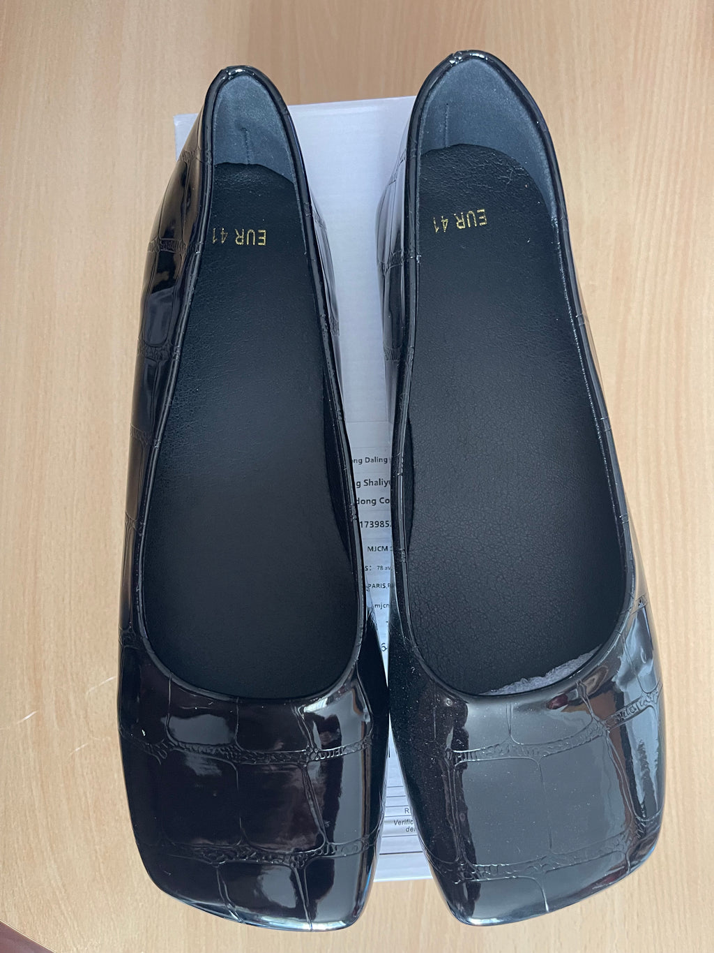 Women's Black Patent Croc Pattern Ballet Flats – UK 8