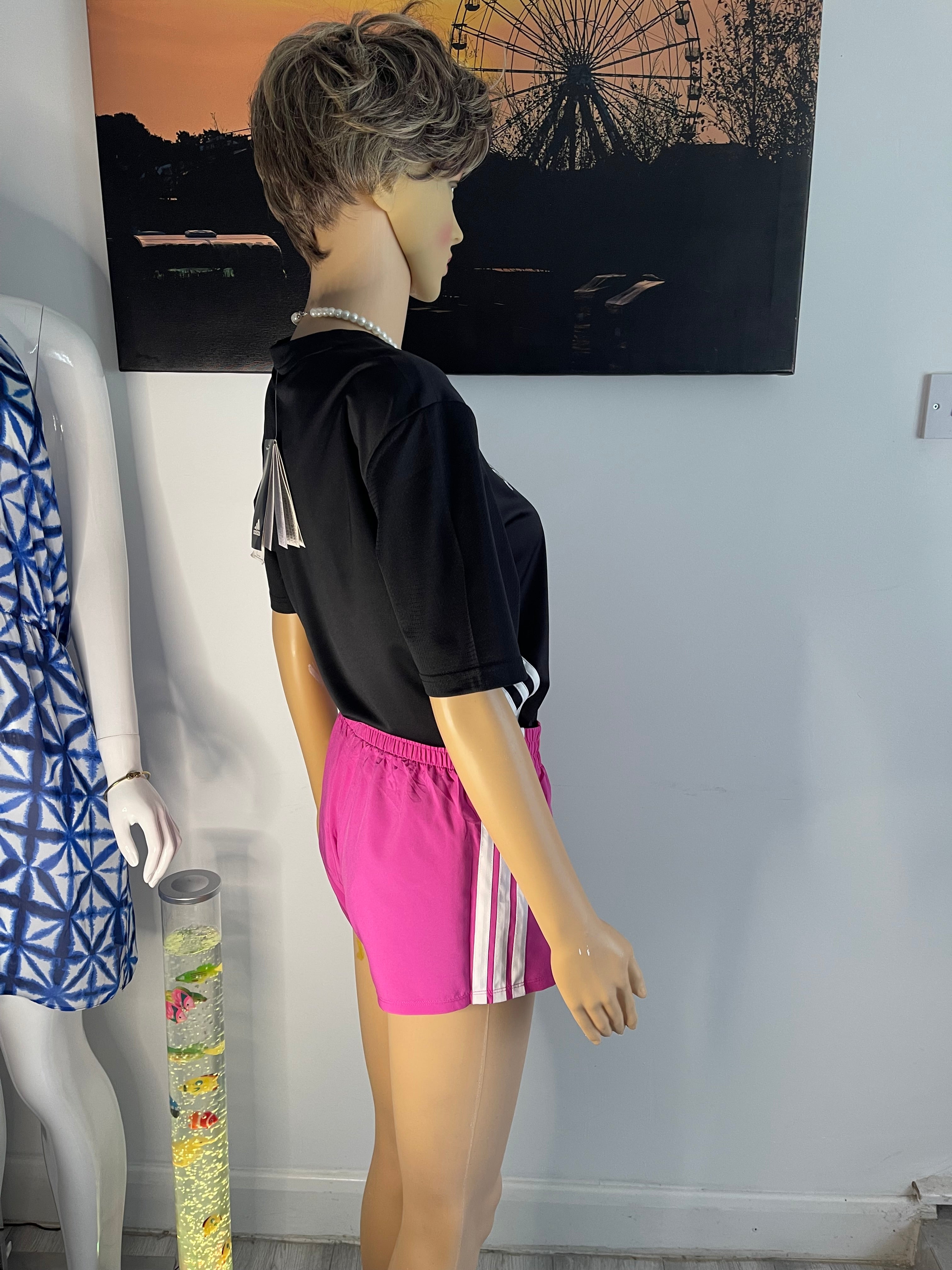 💖 Adidas Women’s Sport Set 💖 Black Top & Pink Shorts