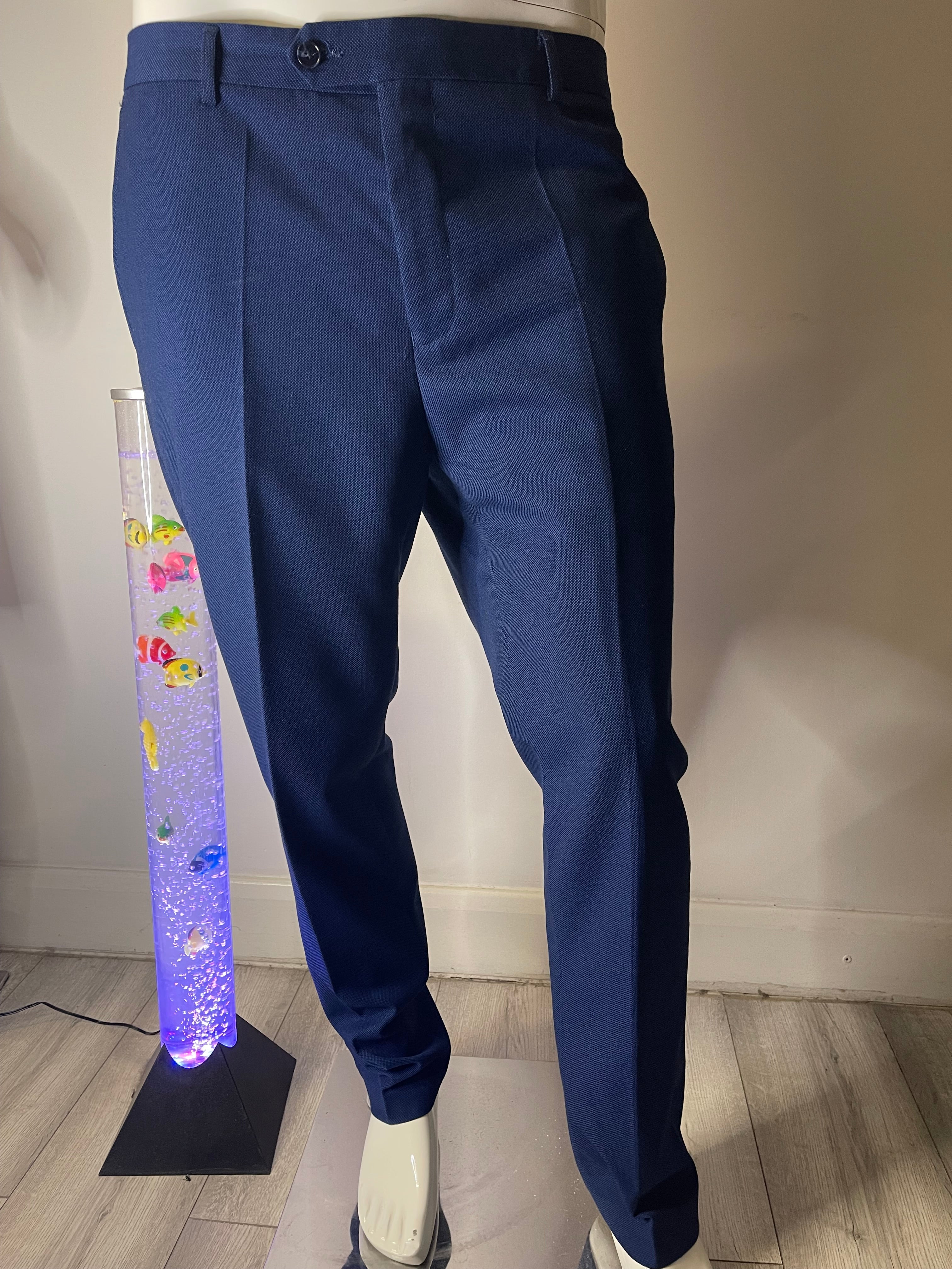 Men's Navy Smart Trousers Formal Office Business Wear