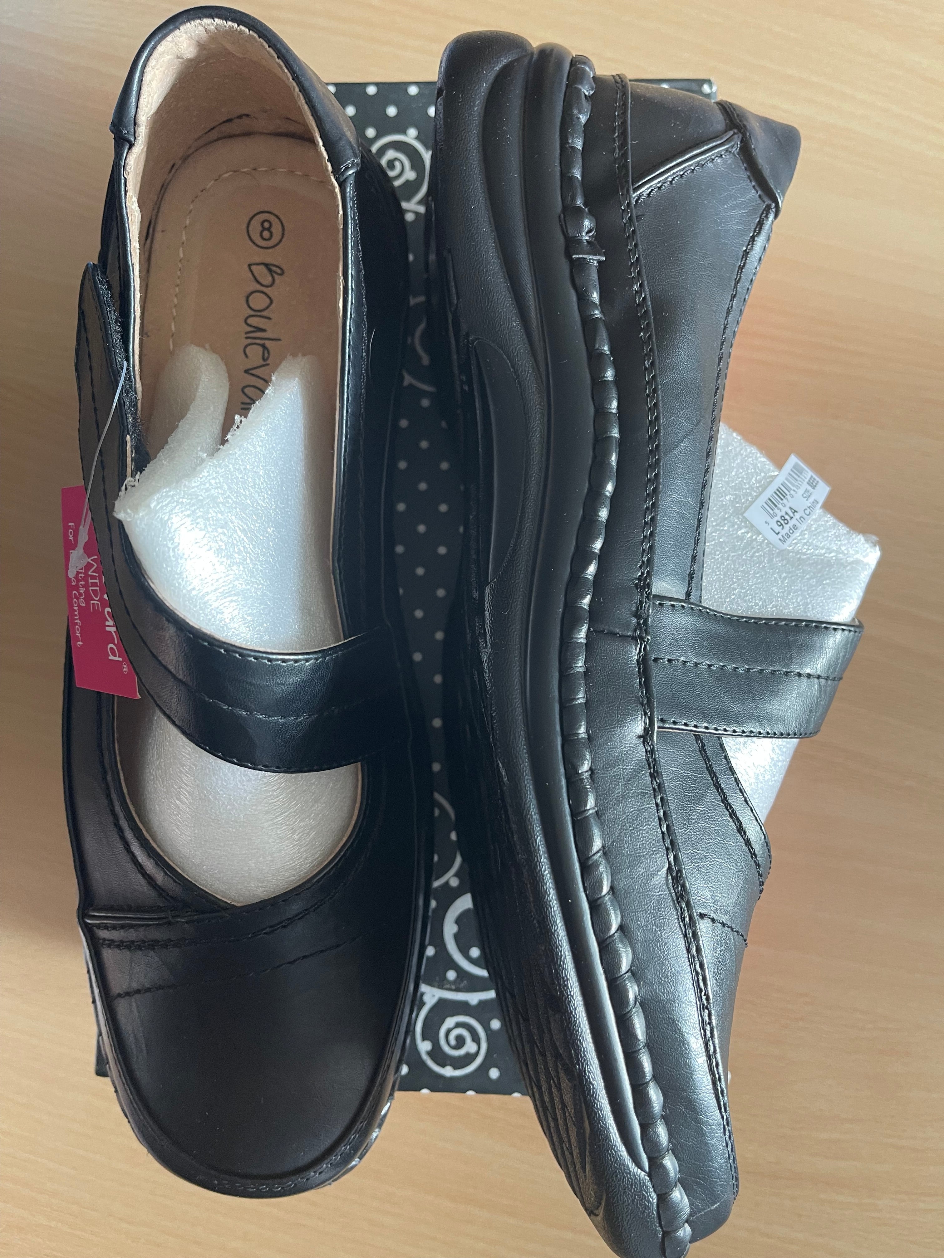 Boulevard Women’s Black Wide Fit Mary Jane Shoes UK 8