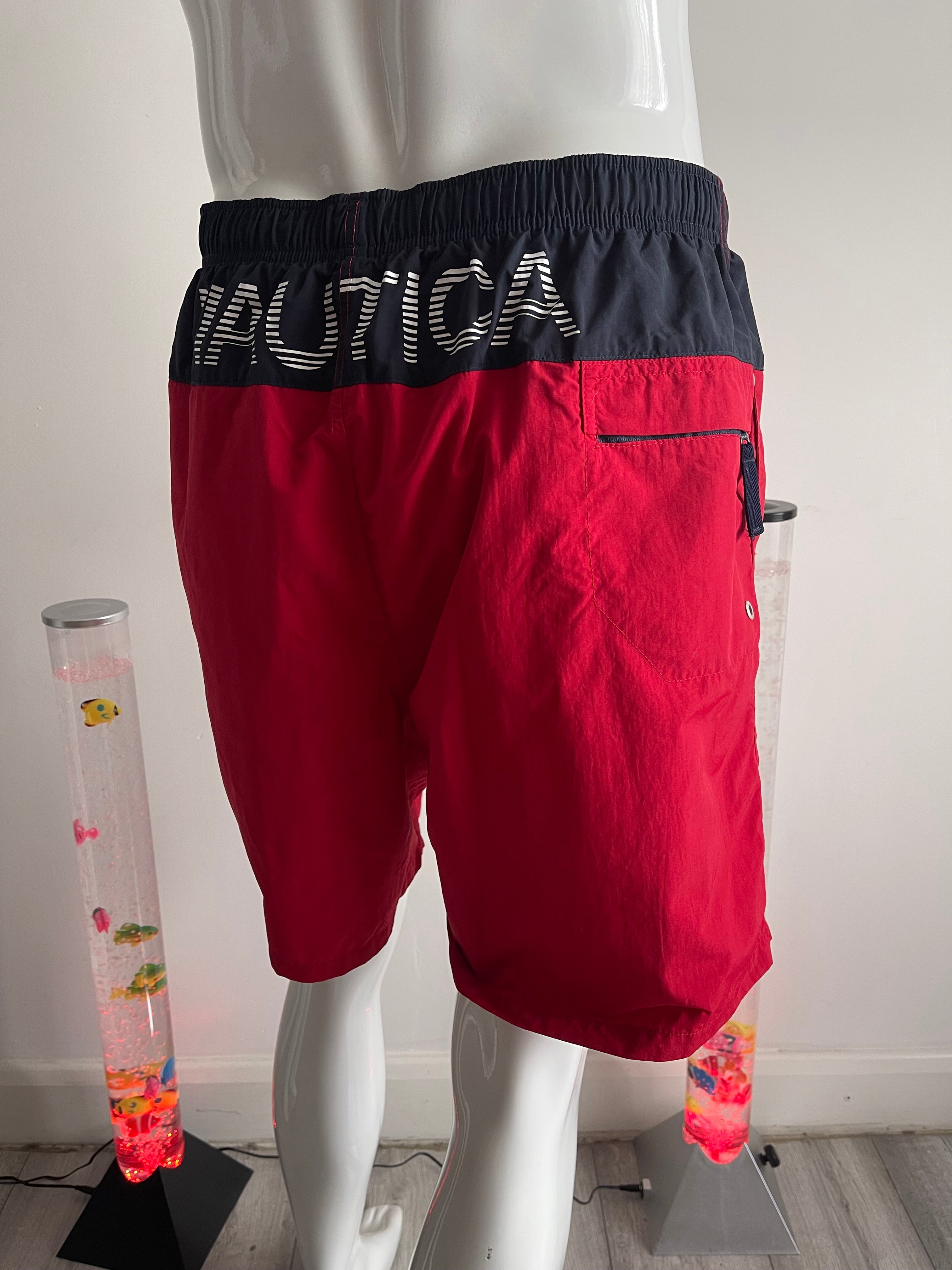 Nautica Red & Navy Swim Shorts Size L with Pockets