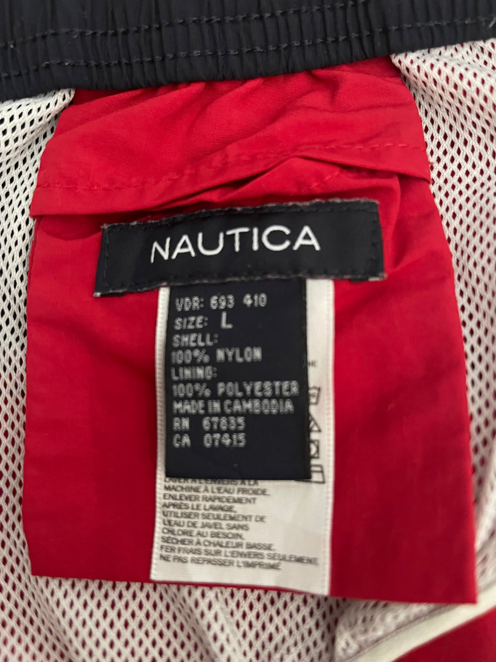 Nautica Red & Navy Swim Shorts Size L with Pockets