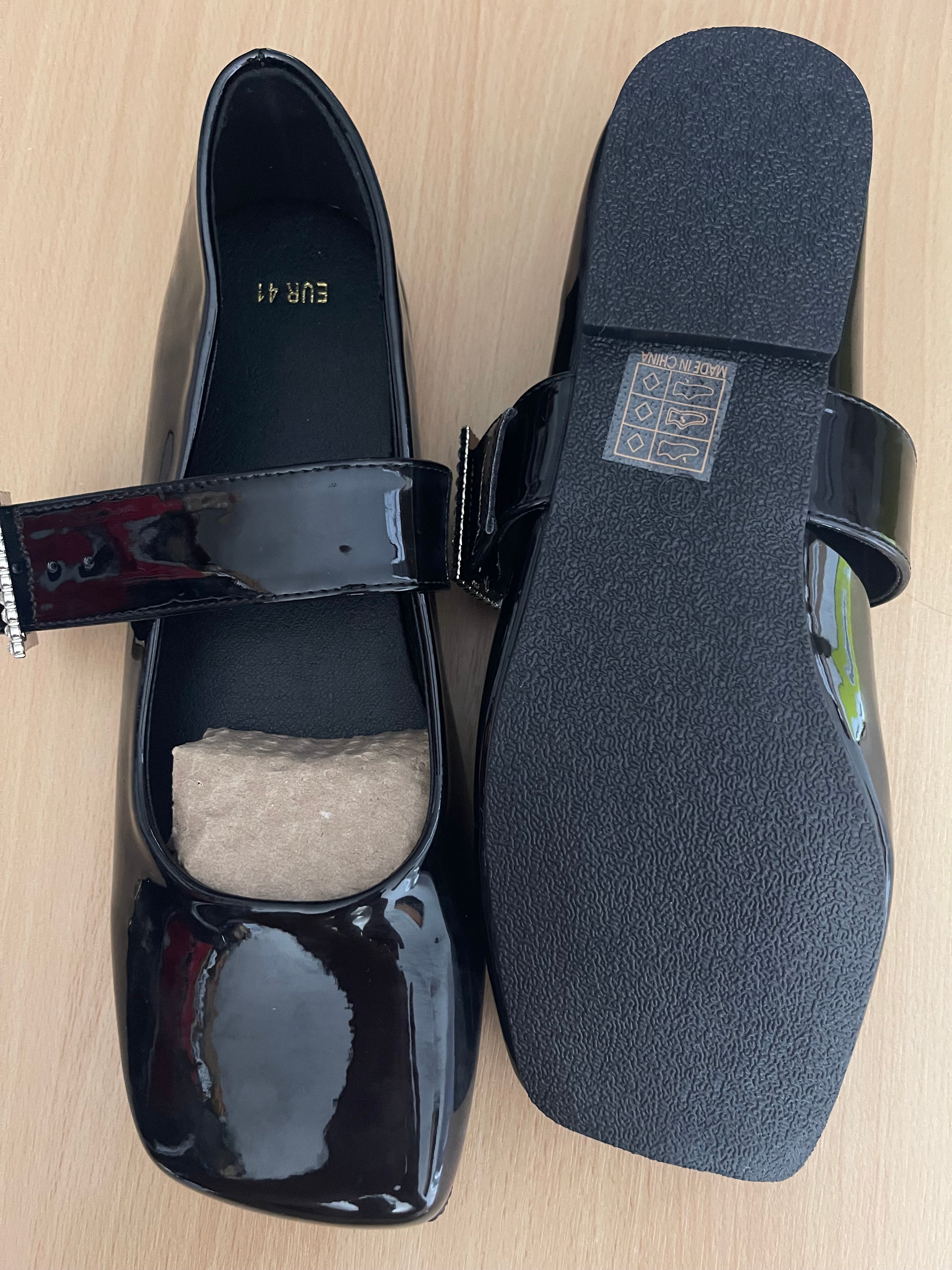 Women's Patent Mary Jane Flats – Black – UK 8 / EU 41