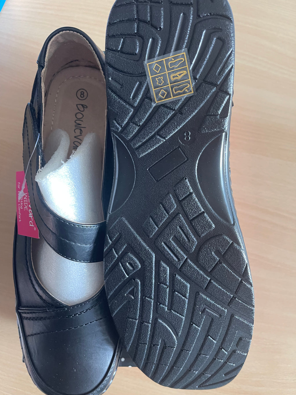 Boulevard Women’s Black Wide Fit Mary Jane Shoes UK 8