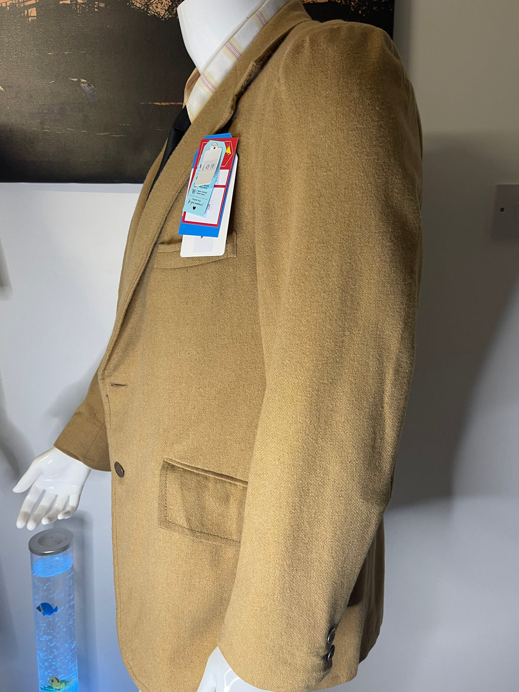 Eagle Clothes Woollen Tweed Sports Jacket Camel Beige Size 42L XL