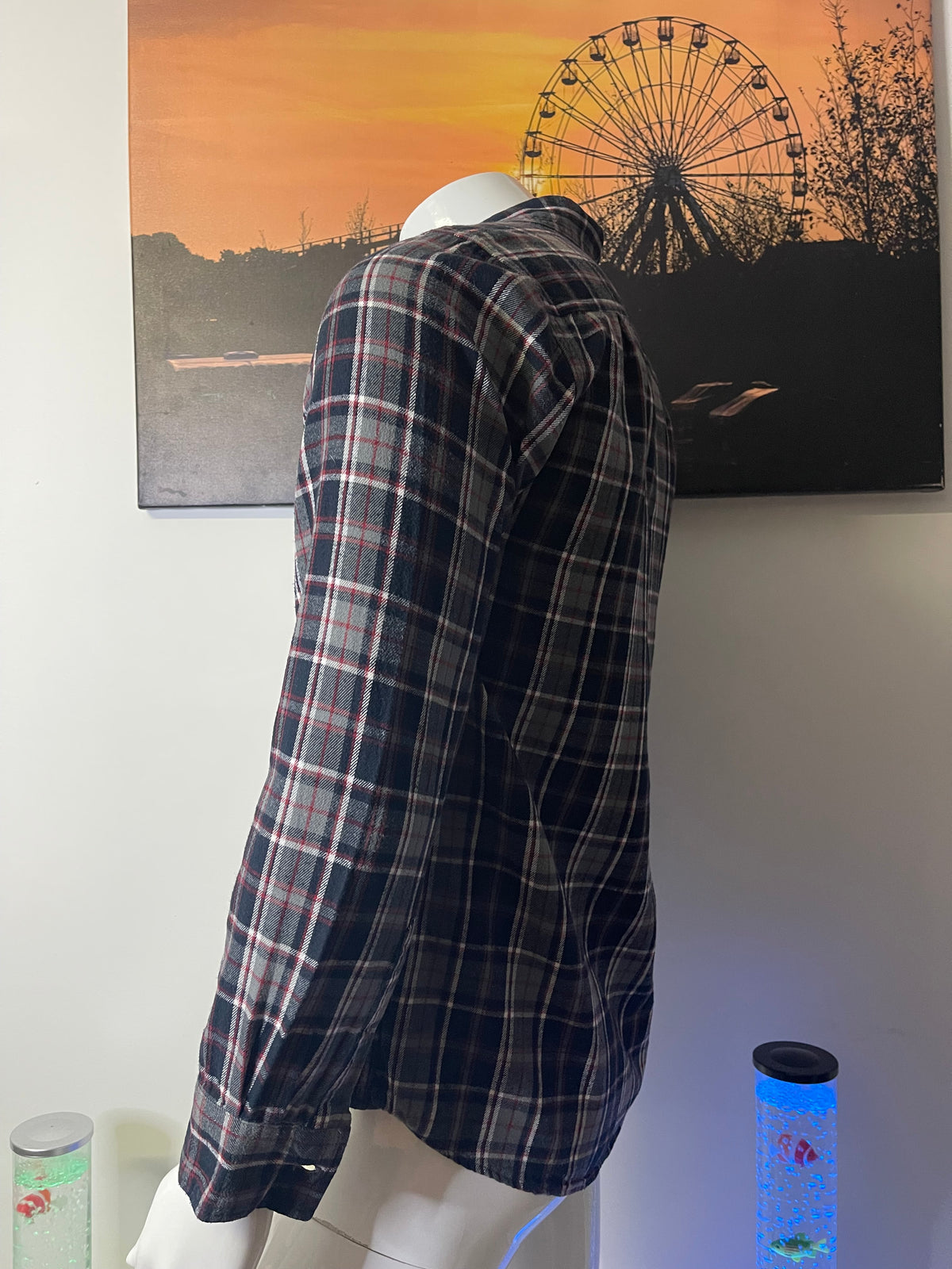 Blue Mountain Men’s Checked Long Sleeve Shirt Size S
