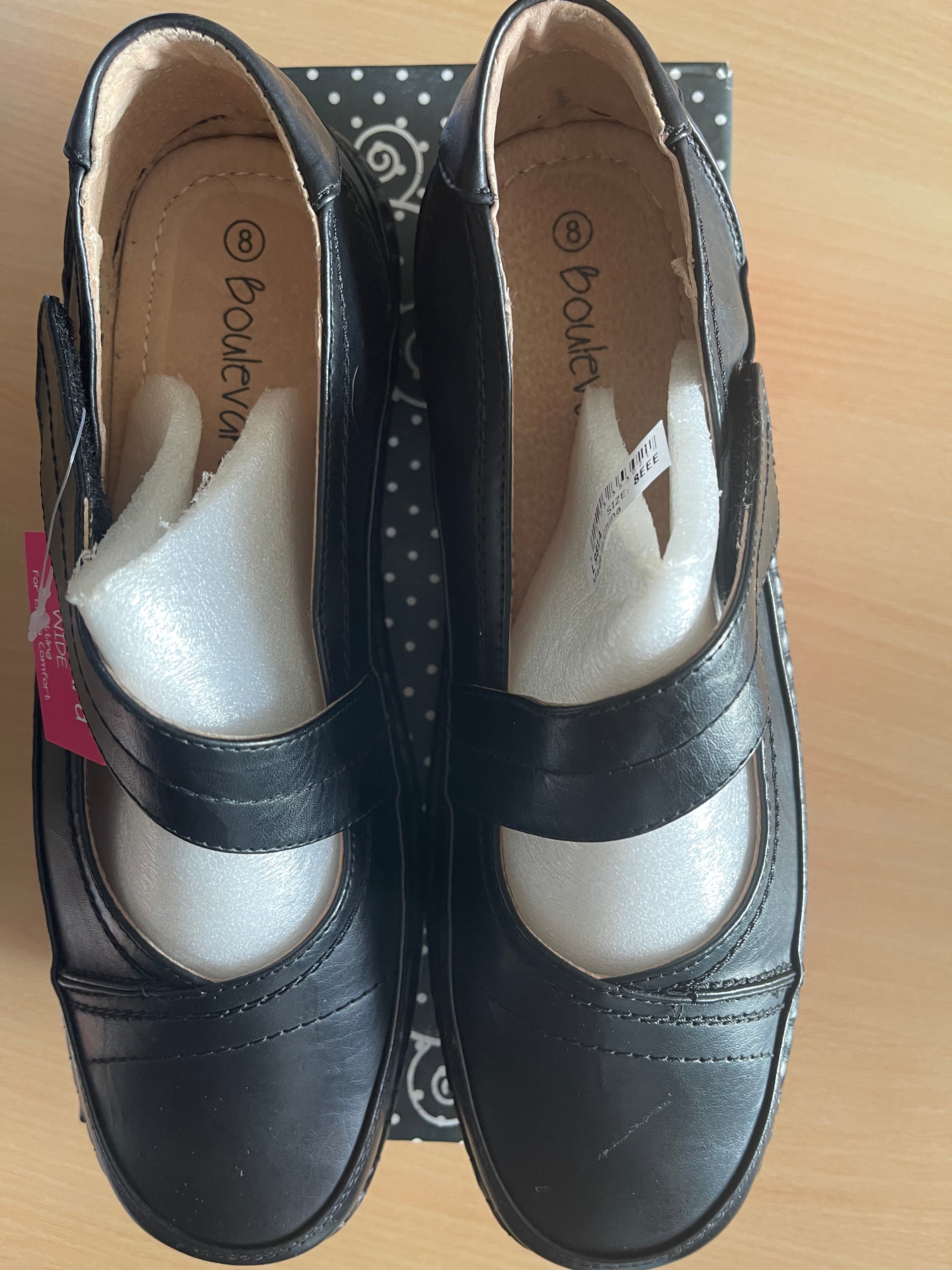 Boulevard Women’s Black Wide Fit Mary Jane Shoes UK 8